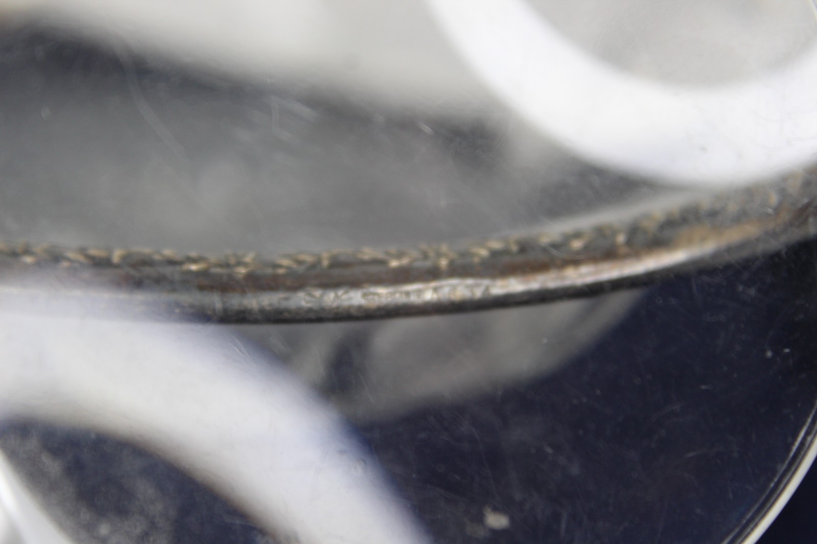 VTG Cut Glass with Sterling Silver Rim Bowl Berry and Leaves Pattern 6 1/2 inch