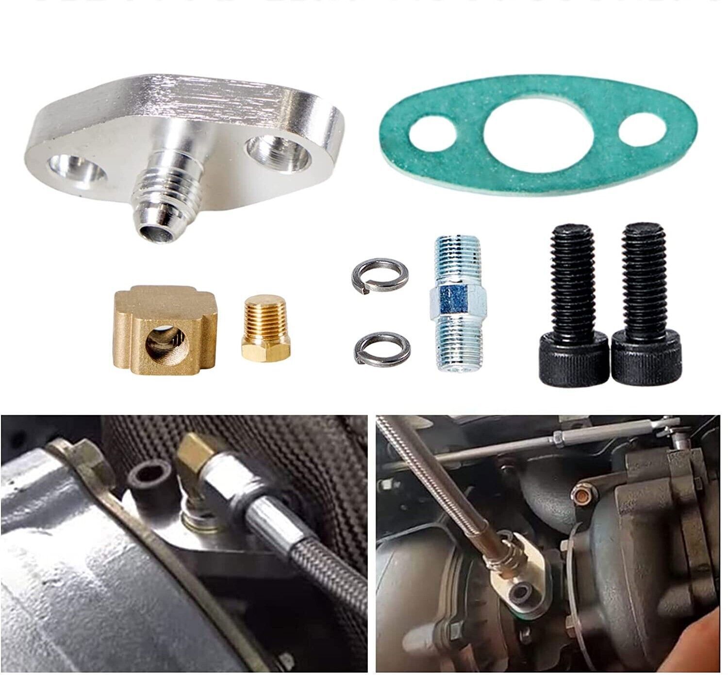 Oil Feed Line+10AN Oil Drain Return Fitting Kit For Turbo T3 T4 T6 GT45 T04E T66