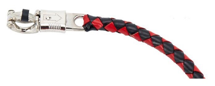 36" Faux Leather Motorcycle Get Back Whip for Handlebar Biker w/ Ball Black Red