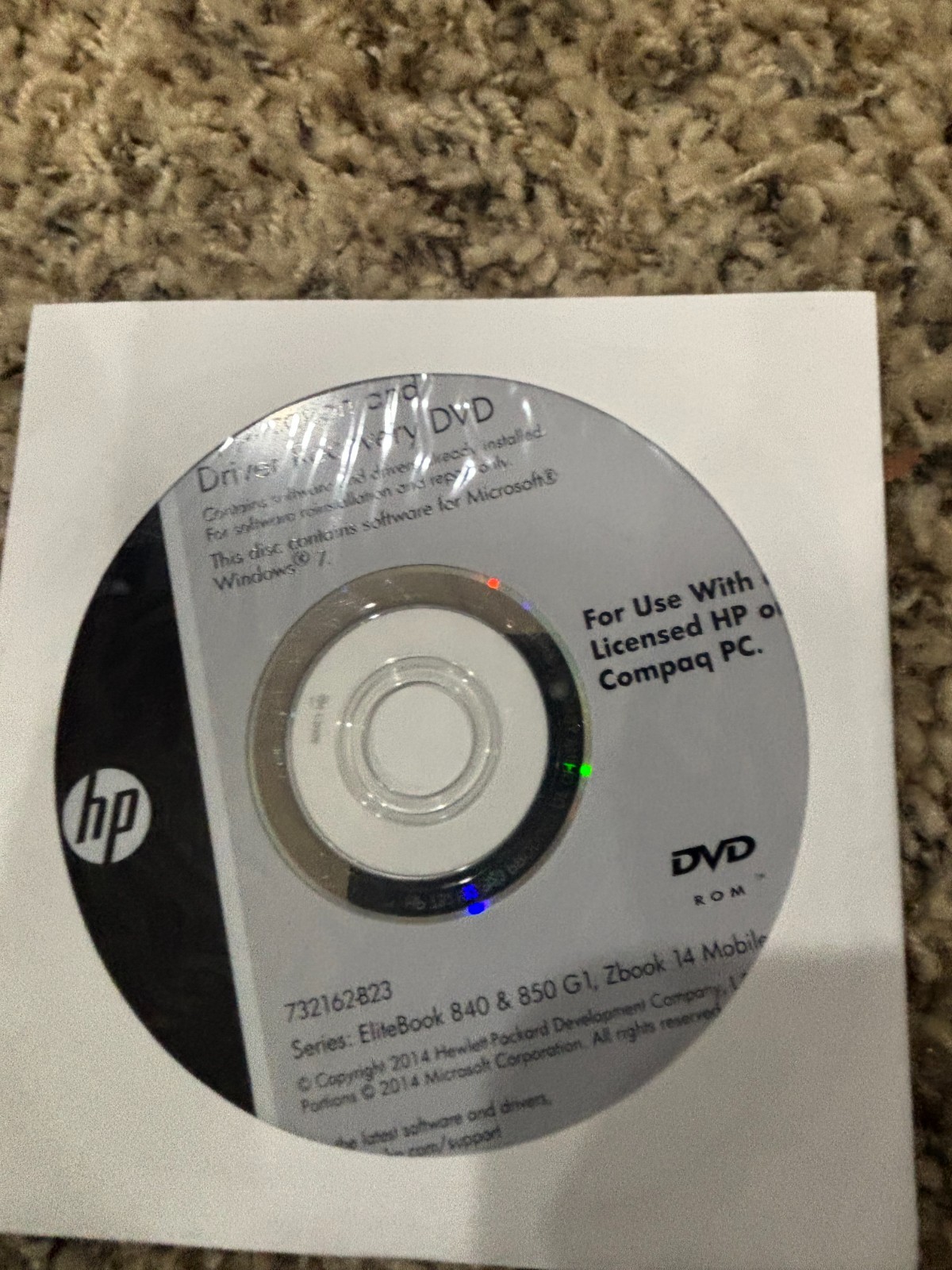 HP compaq application driver recovery dvd  windows 7 73216b23 NEW