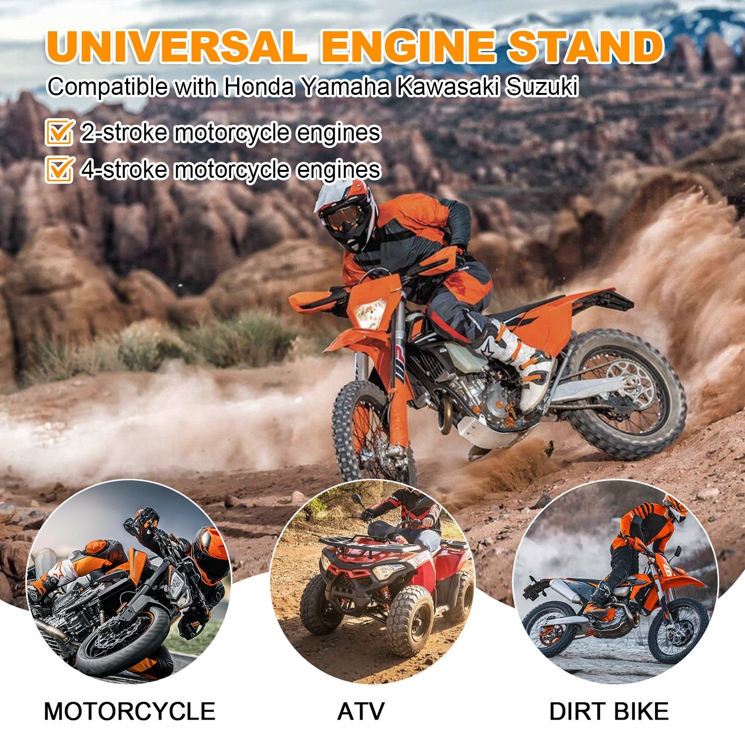 Engine Stand For 2 & 4 stroke Single Cylinder Engines Motorcycle, ATV,Dirt Bike