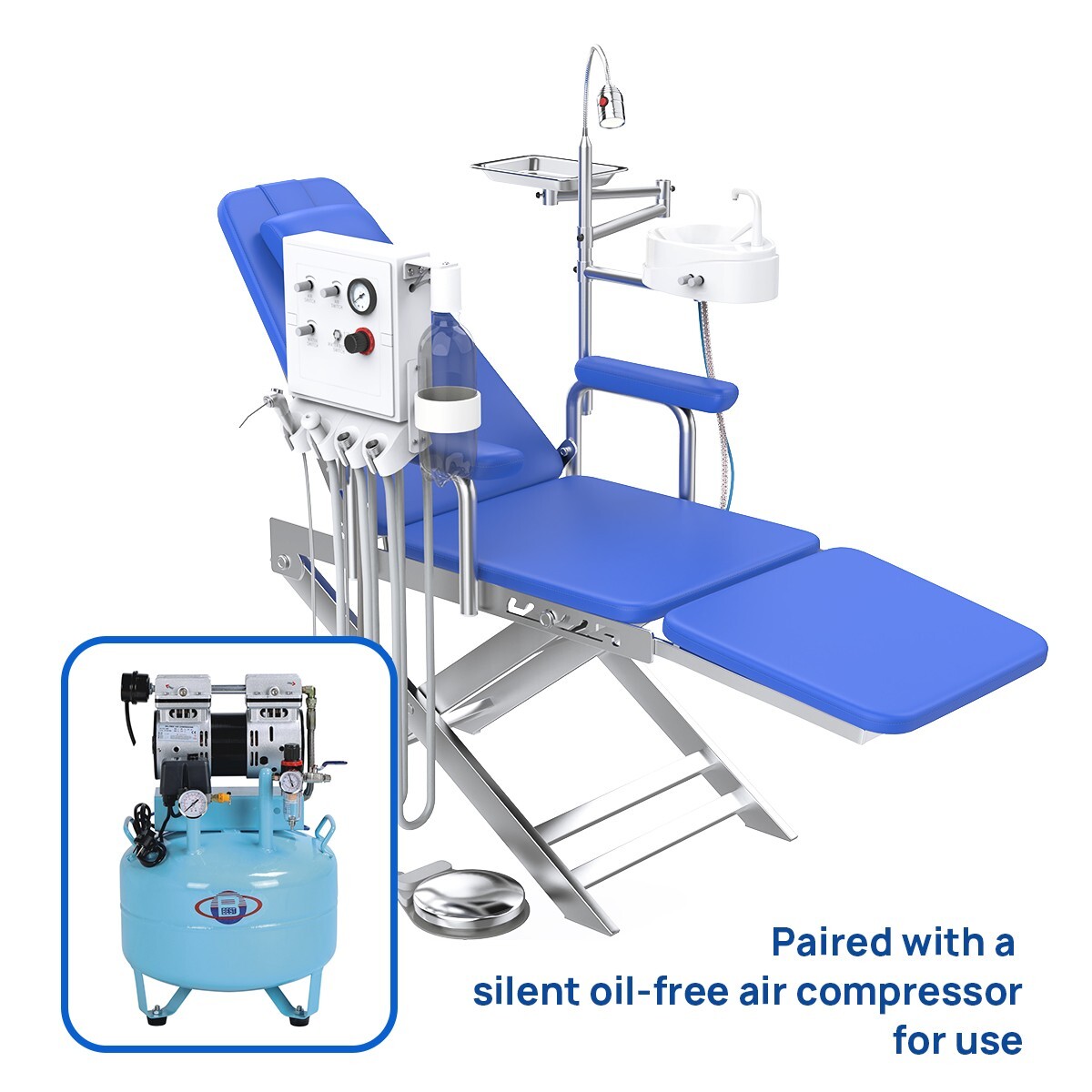 Dental Mobile Portable Chair LED Light Folding Chair +Air Turbine Unit Steel