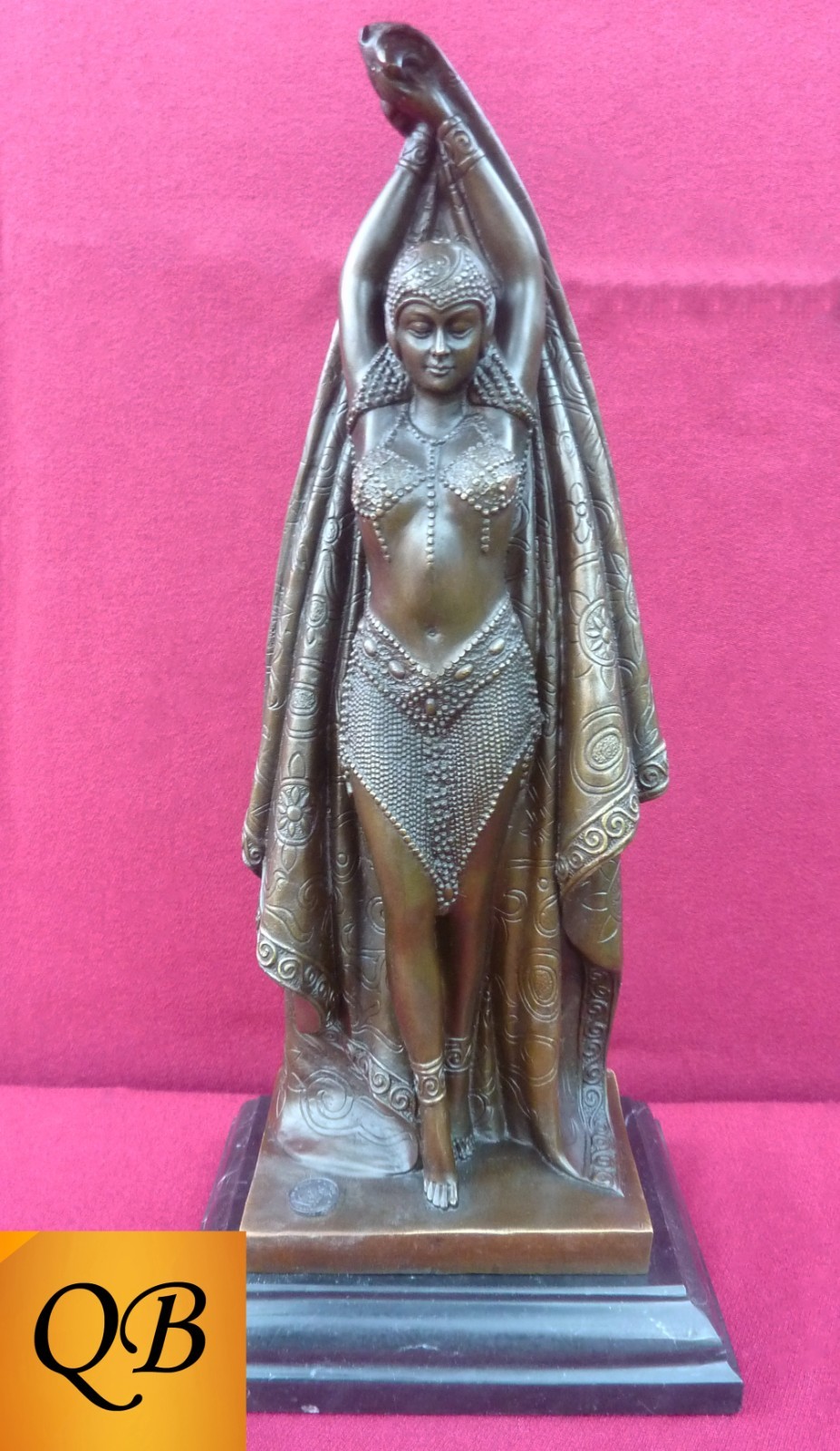 ART DECO BRONZE FIGURINE ANTINEA SCULPTURE STATUE EGYPTIAN LADY FIGURE