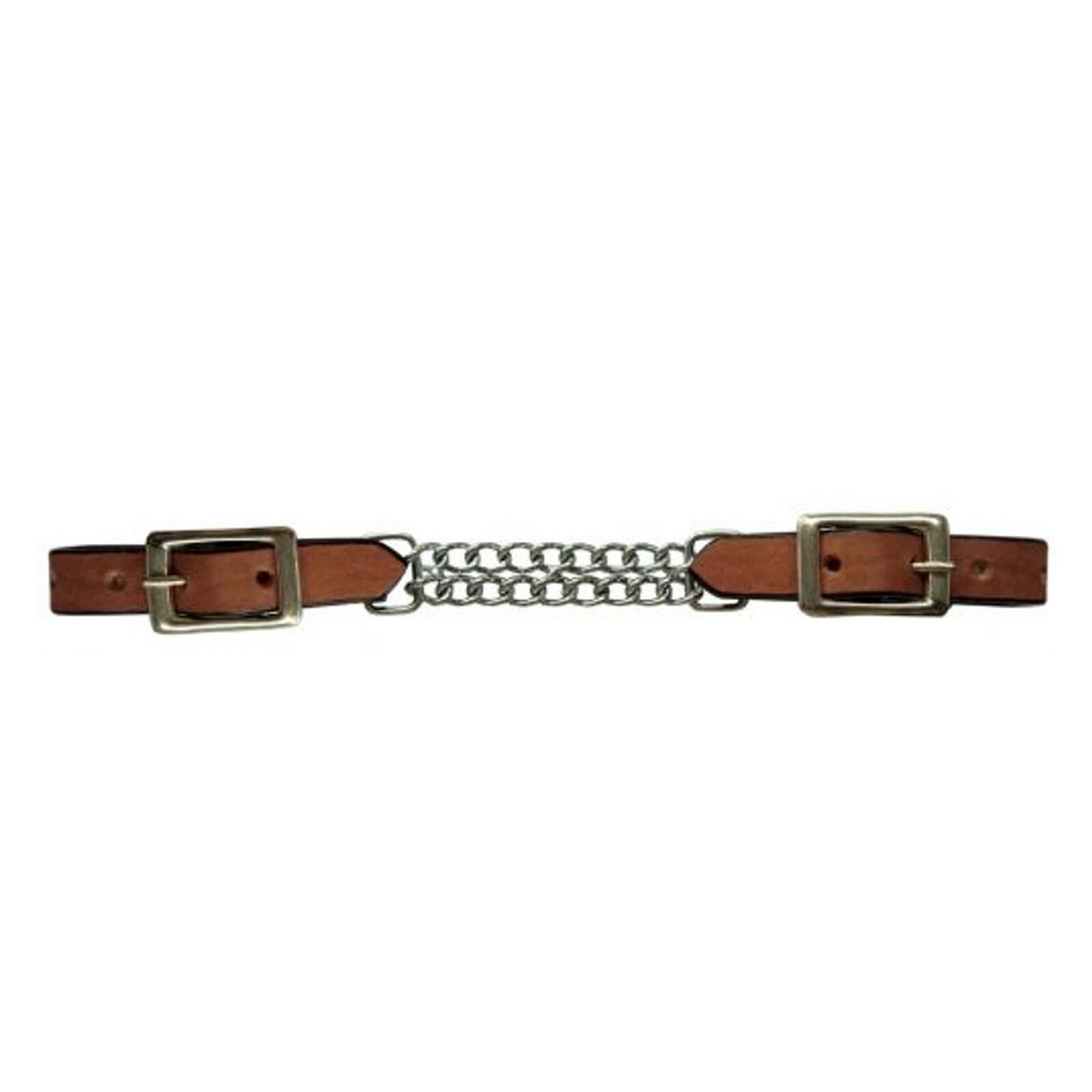 Leather curb double chain strap by Saddles & Such
