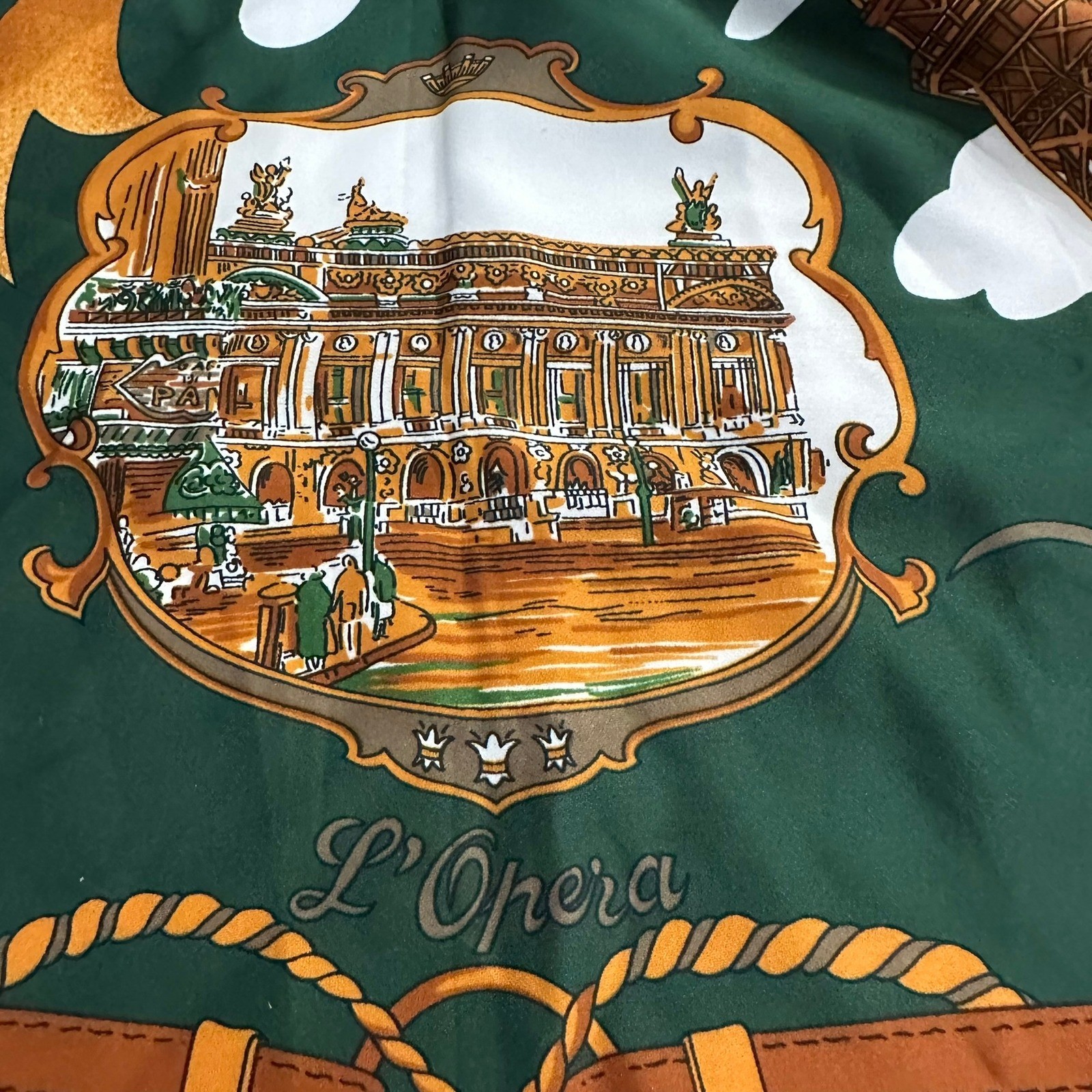 Womens Vintage Paris Scarf Souvenir De Paris Eiffel Tower Landmarks Parisian