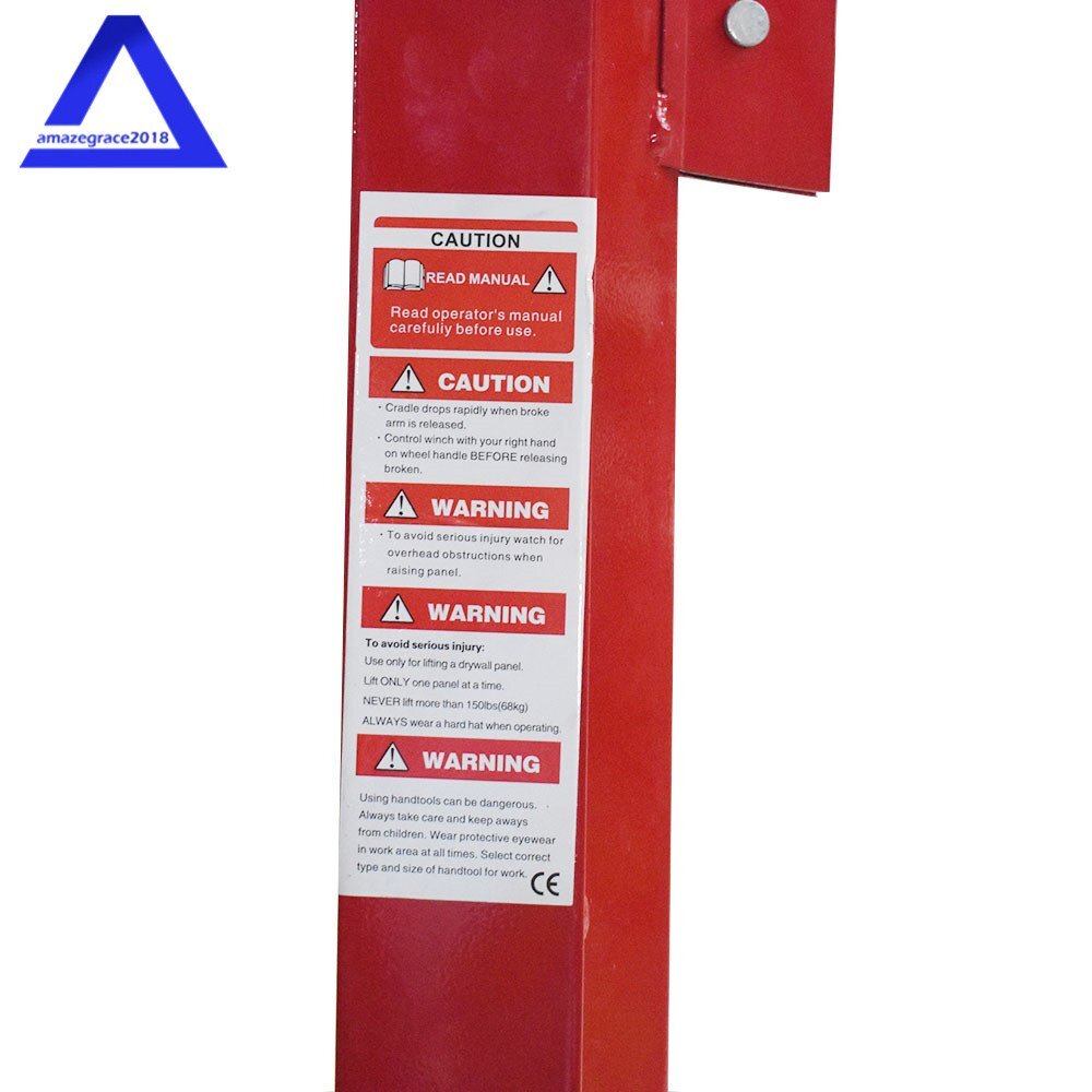 16FT Drywall Lift Plasterboard Panel Sheetrock Hoist Lifter Carrier Safety Lock