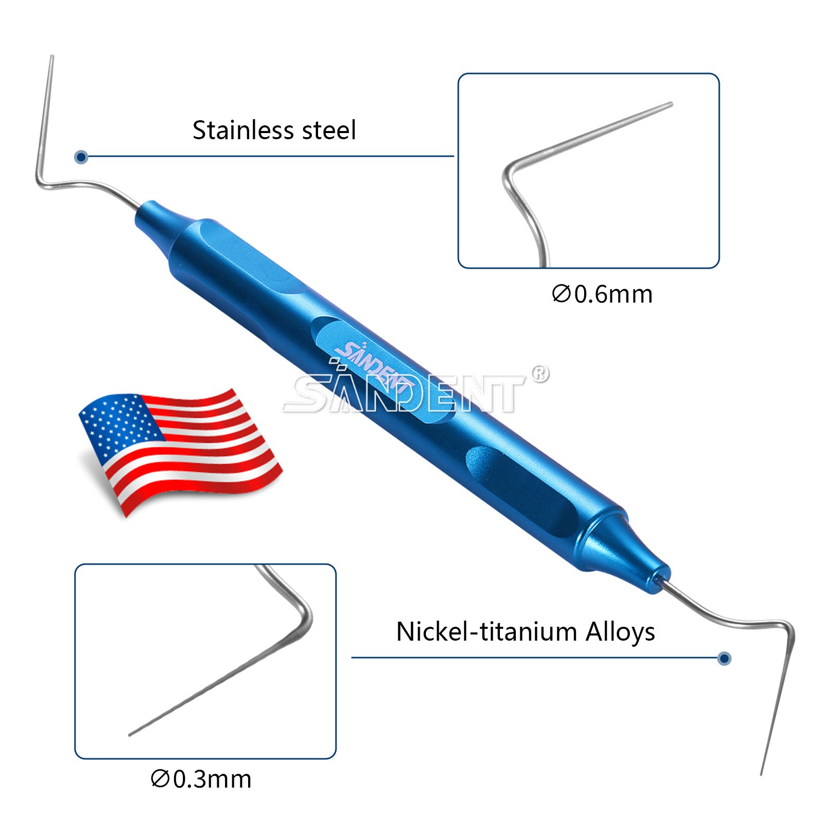 SANDENT Dental Endo Buchanan Hand Plugger Niti Fill Tips ENDO Hand Plugger Set