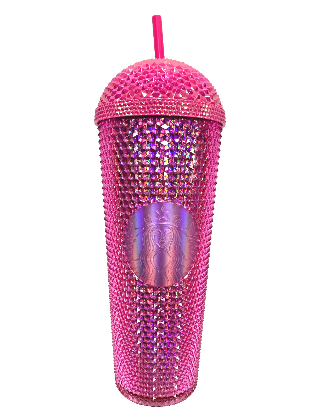 Starbucks 2025 Cold Cup Tumbler Iridescent Pink Domed Studded 24oz Venti