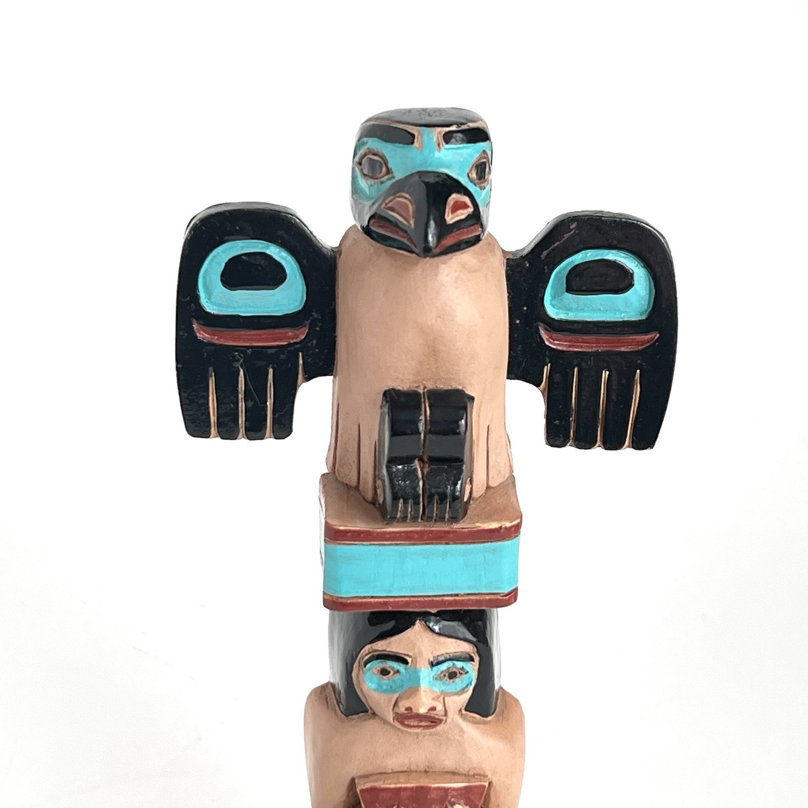 Pacific Northwest Native American Totem Pole Tlingit Raven Chief Box Alaska 10”