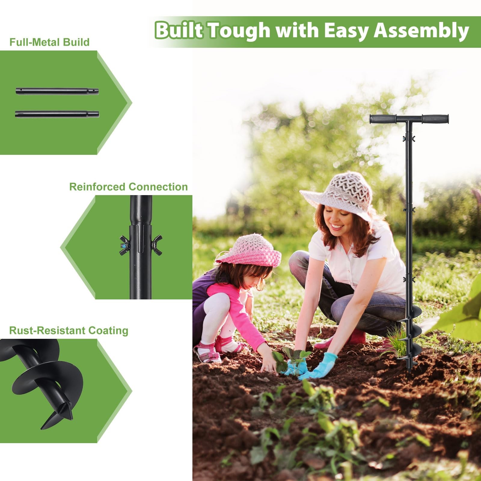 Manual Post Hole Digger Hand Auger Spiral Drill 38-Inch New