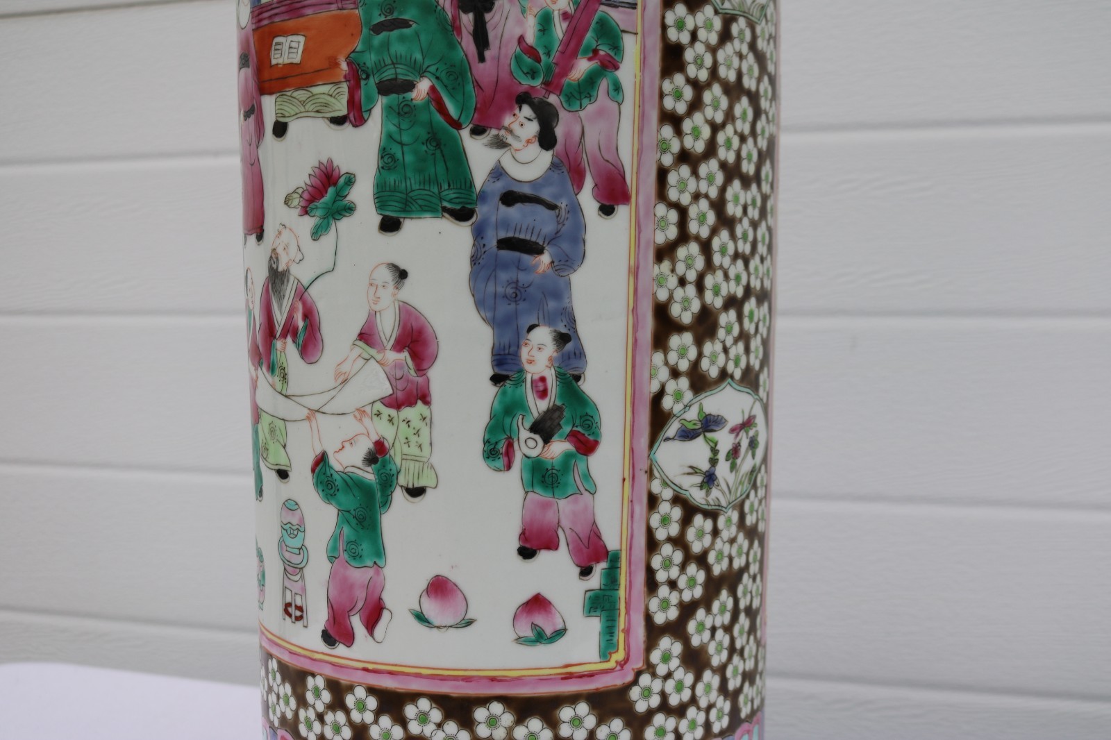Vintage Large Mid Century Famille Rose Porcelain Umbrella Stand 24"