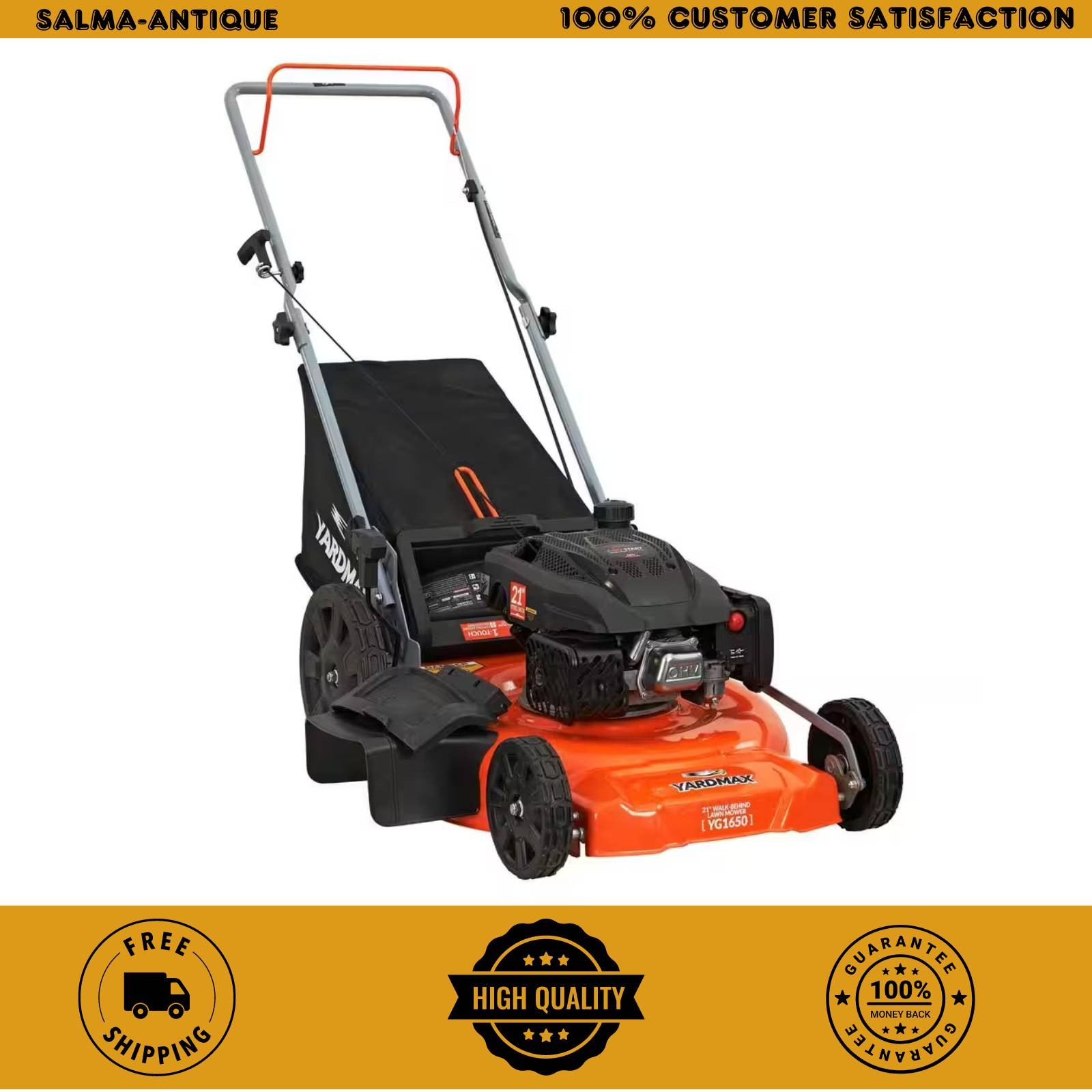21 In. 170Cc 3-In-1 Gas Walk behind Push Lawn Mower with High Rear Wheels
