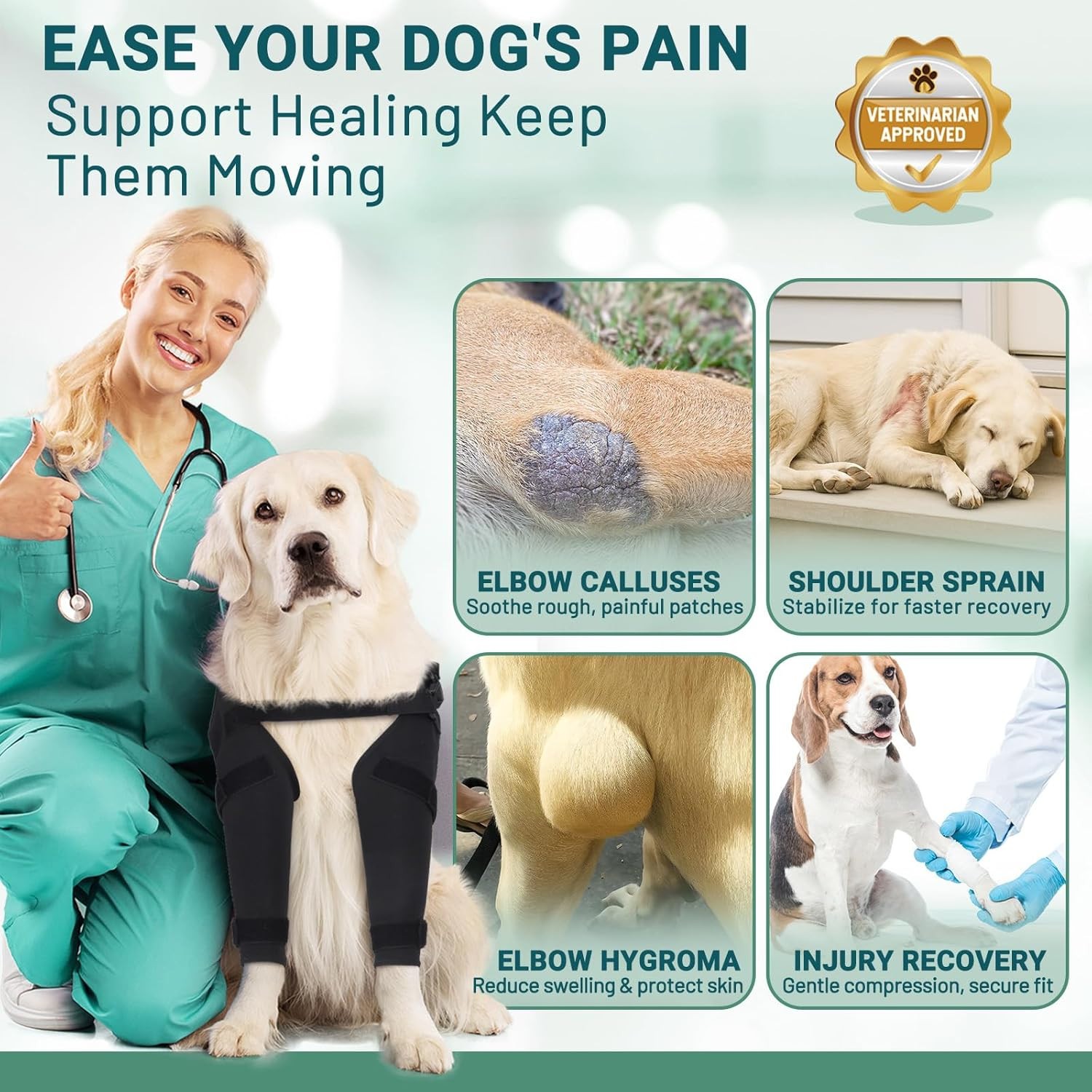 Dog Elbow Brace Protector Large Front Leg Support Arthritis Hygroma Recovery