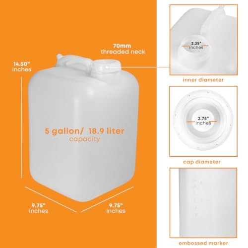 FastRack 5 Gallon Hedpak with Cap (Pack of 2) | BPA-free, Food-Grade, and Leak-P