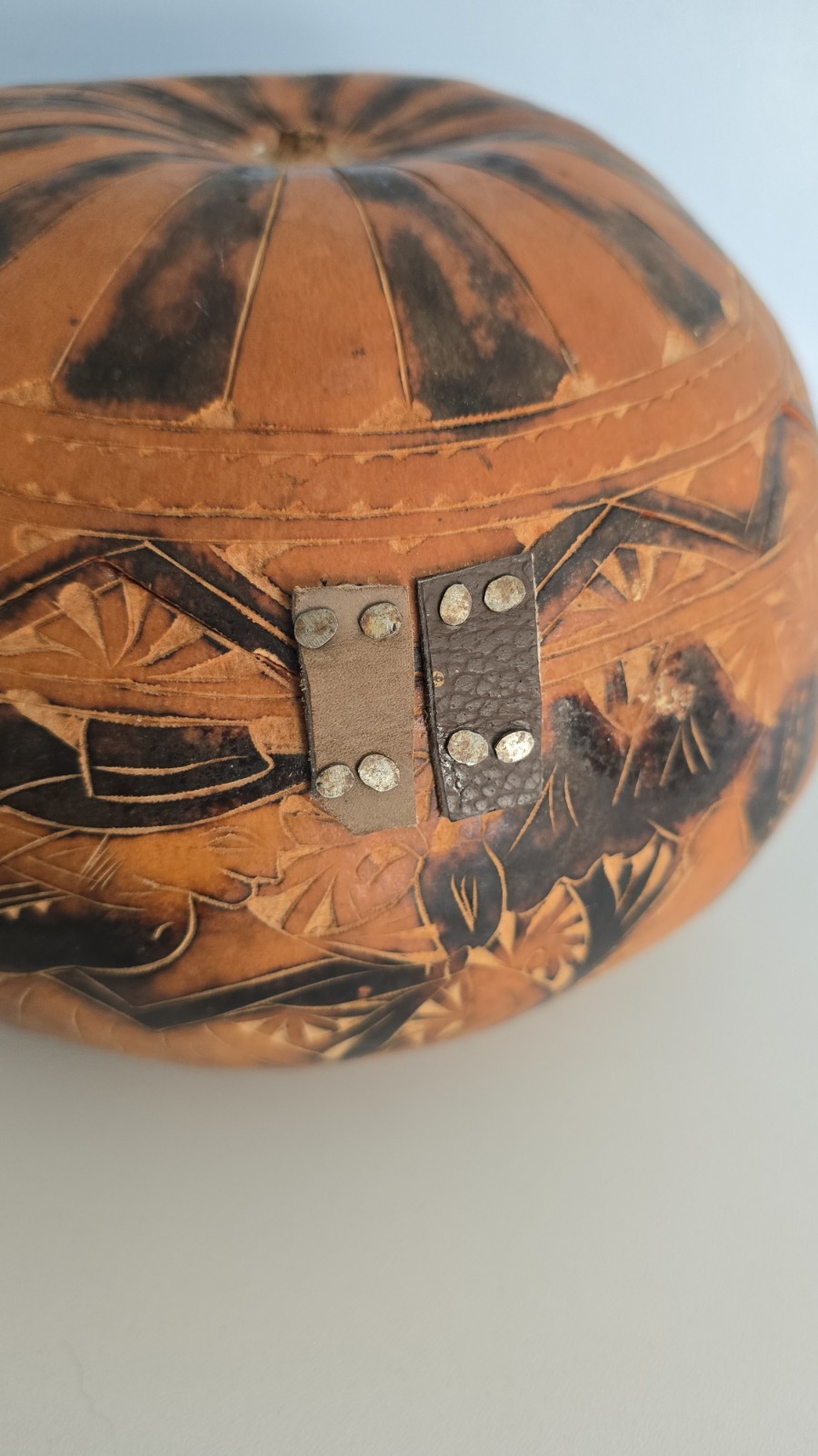 Vintage Handcarved PERUVIAN Peru Folk Art RETABLO Diorama Gourd Nativity Set