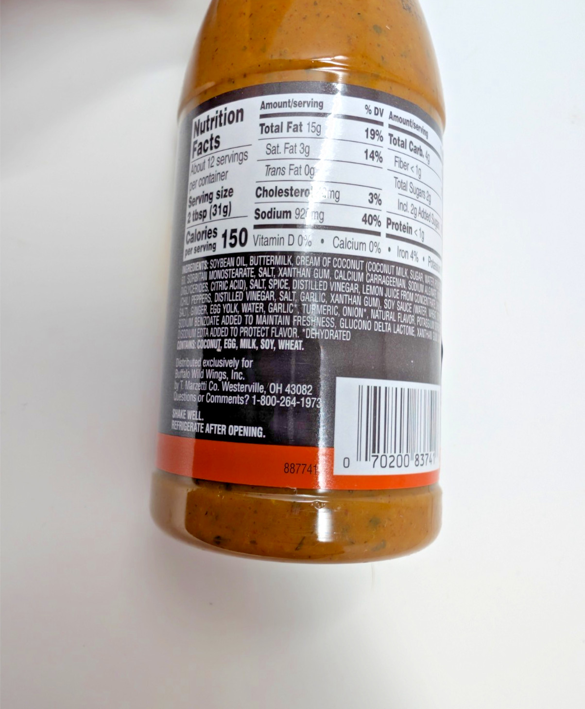 Buffalo Wild Wings Thai Curry 12 Oz Pack of 2 Ships Fast Fresh and Free