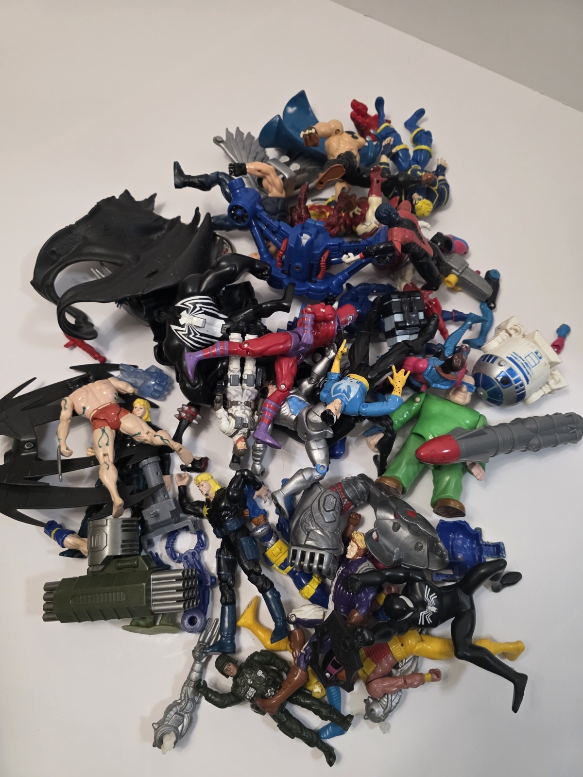 Mixed Lot of Junk Action Figures and Toys, Plastic Unboxed Missing Junk Toy Box