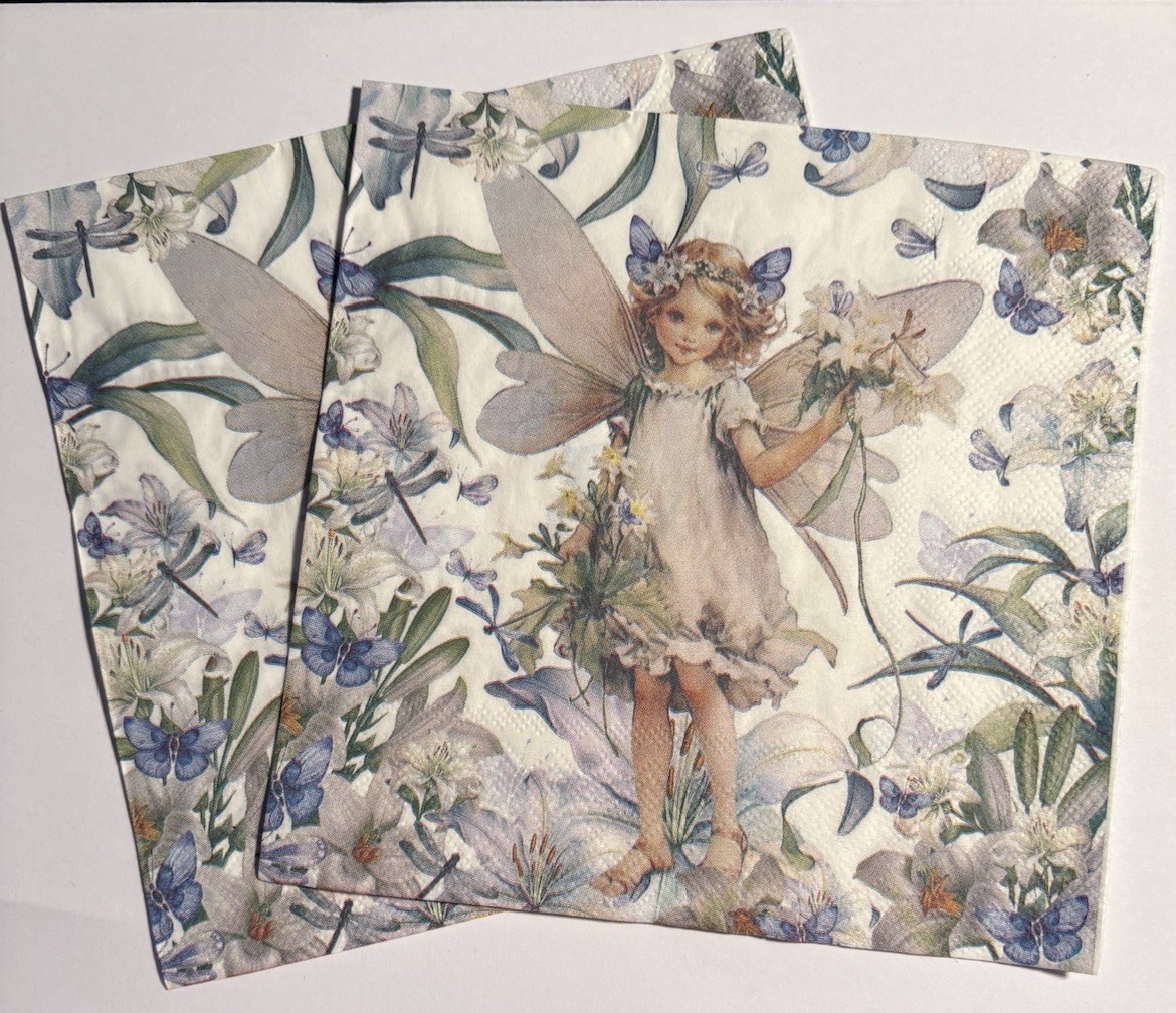 2-Floral Fairy With Flowers Luncheon Size Paper Napkins For Crafts/Decoupage