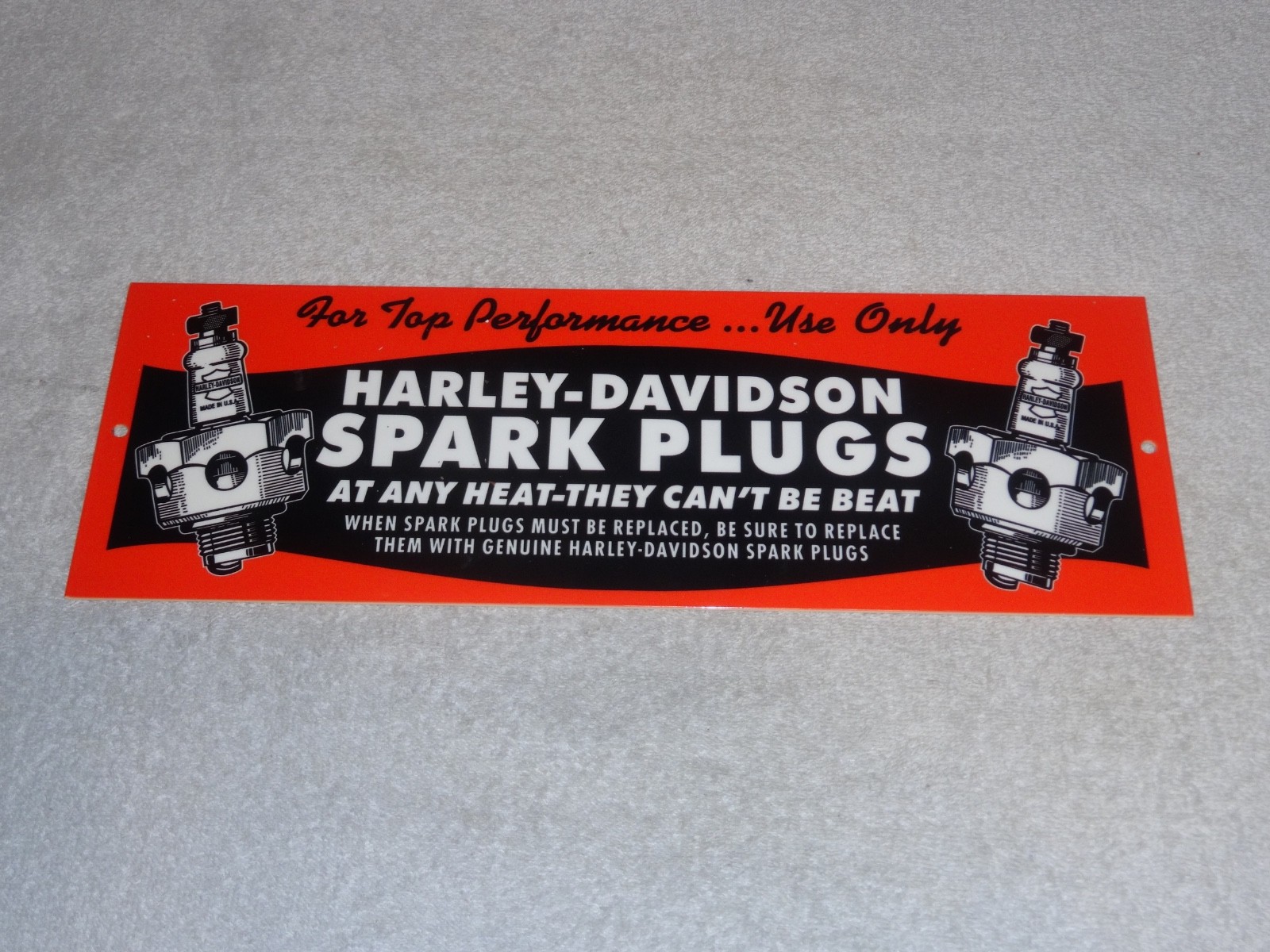 VINTAGE HARLEY DAVIDSON MOTORCYCLE SPARK PLUG PORCELAIN METAL GASOLINE OIL SIGN!