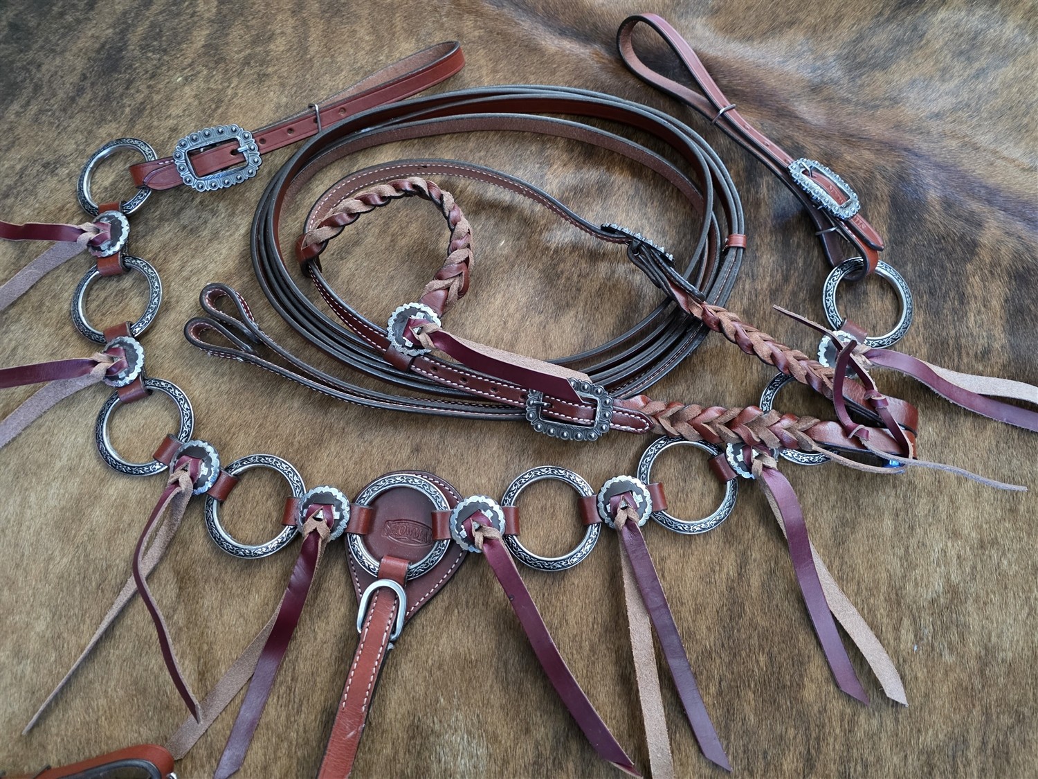 Metal Ring Headstall, Reins and Breastcollar - Sunflower Rings - Copper Rings