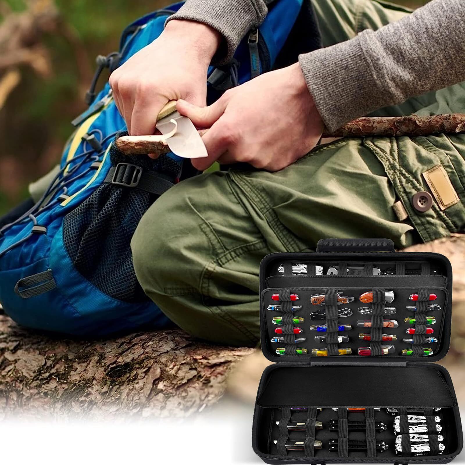 Expositor De Cuchillos Para Mas De 66 Navajas. Soporte Plegable, Almacenamiento