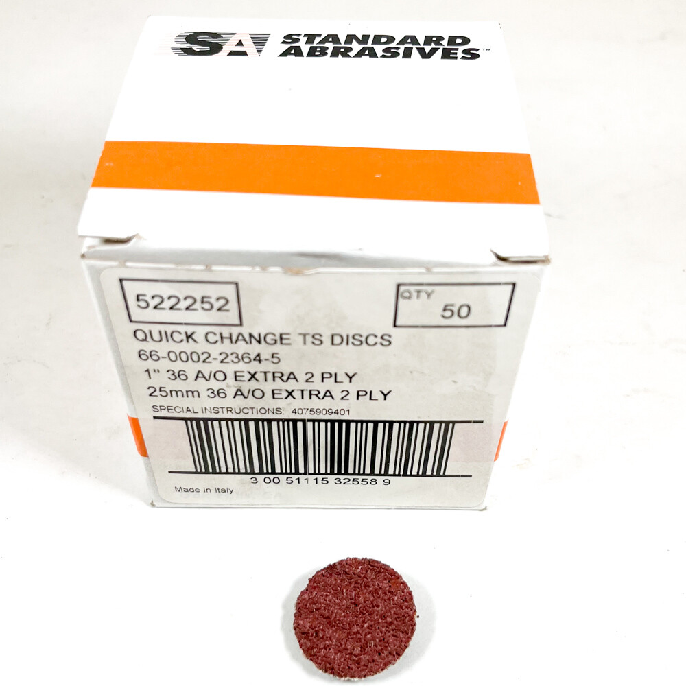 Standard Abrasives 522252 1" 36 Grit Quick Change Discs (Box of 50) -