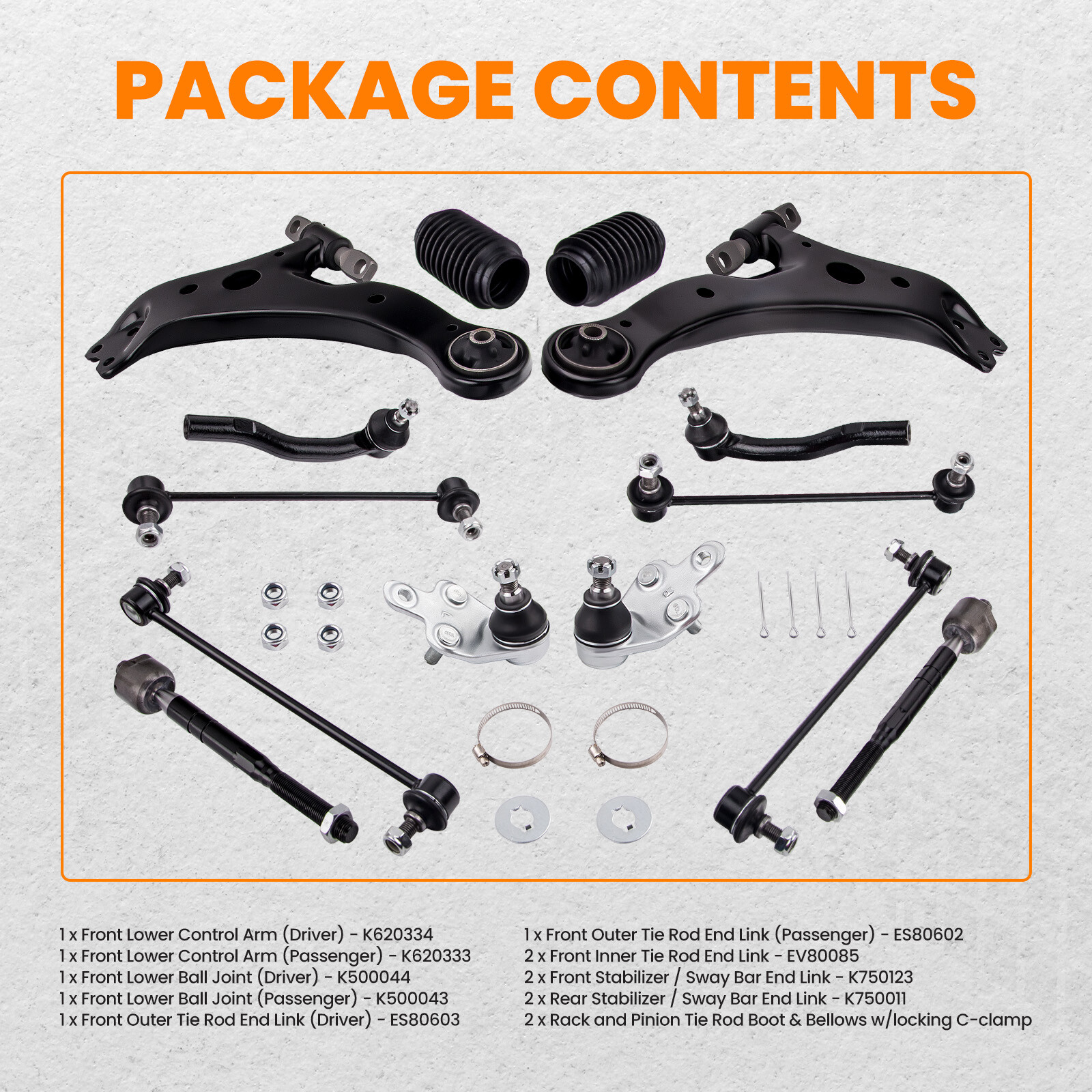 14Pcs Suspension Front Lower Control Arm Tie Rods for Toyota Camry 2007 - 2011