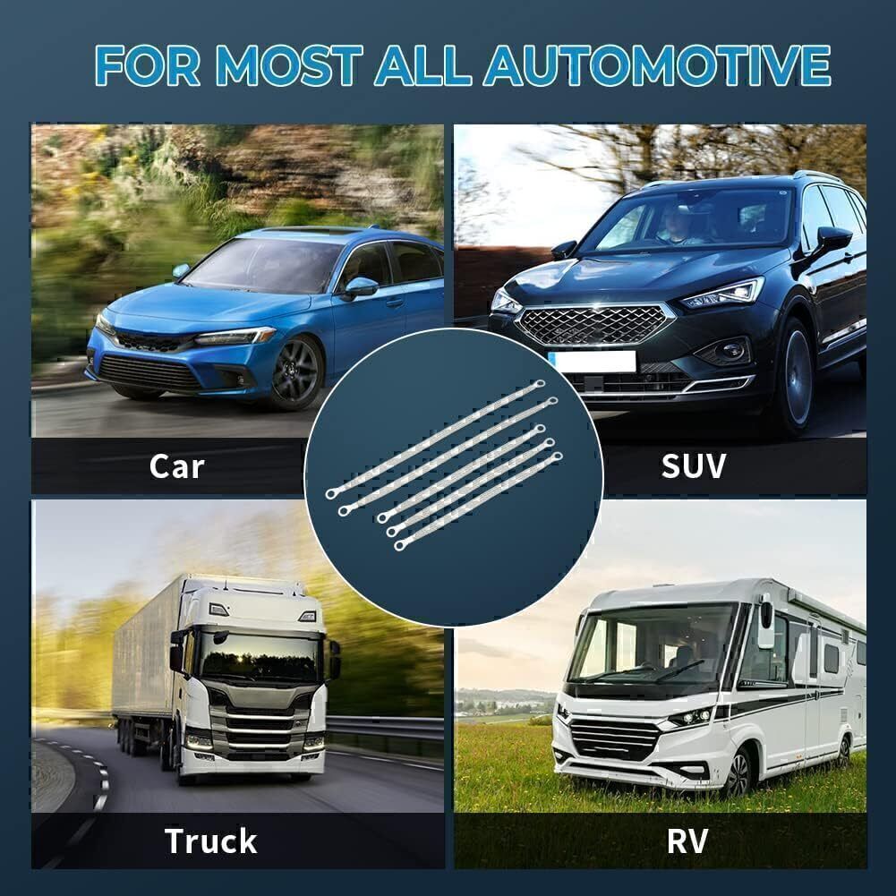 10PC Car Truck Firewall Engine Body Engine Ground Strap Tinned Copper Cable Kit