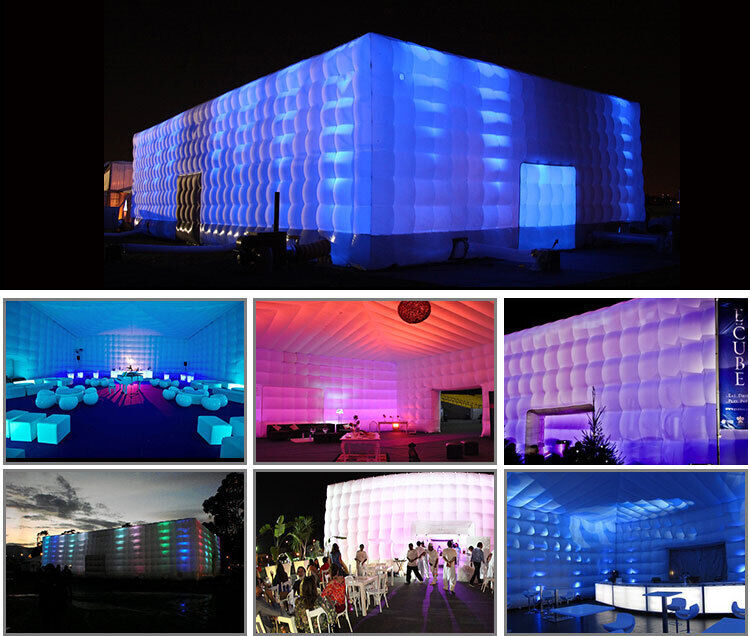26x26x13ft Inflatable Night Club With LED Lights Cube Tent For Wedding Party