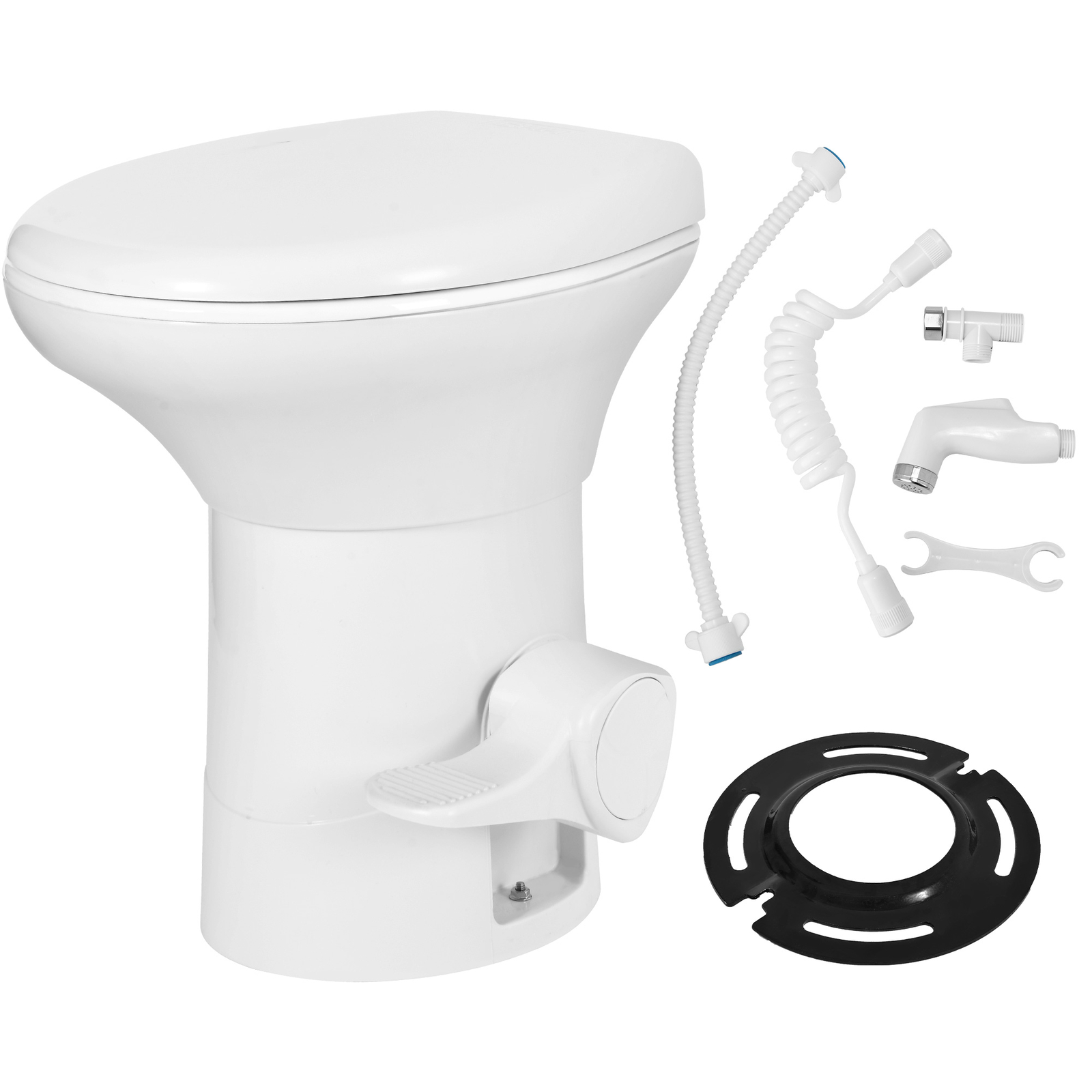 Portable Toilet High Profile w/ Pedal Flush for Outdoor Boat RV Travel Camping