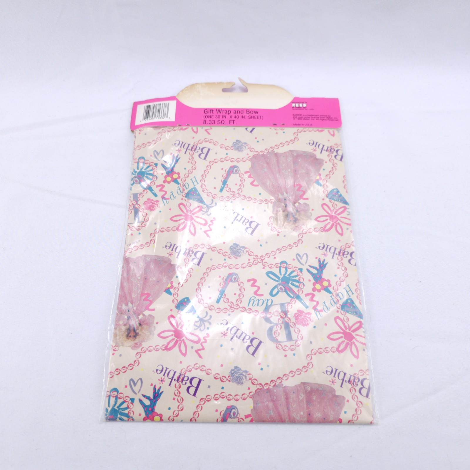Vintage 1990 Mattel Barbie Princess Wrapping Paper + Bow Party Supplies NIB