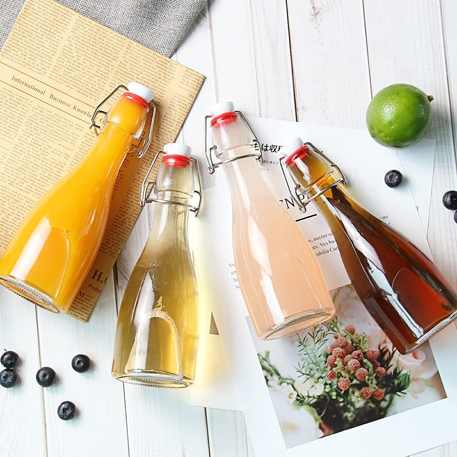 6 Swing Cap Glass Bottles Kombucha Beer Water Brewing Silicone Tight Seal 12Oz