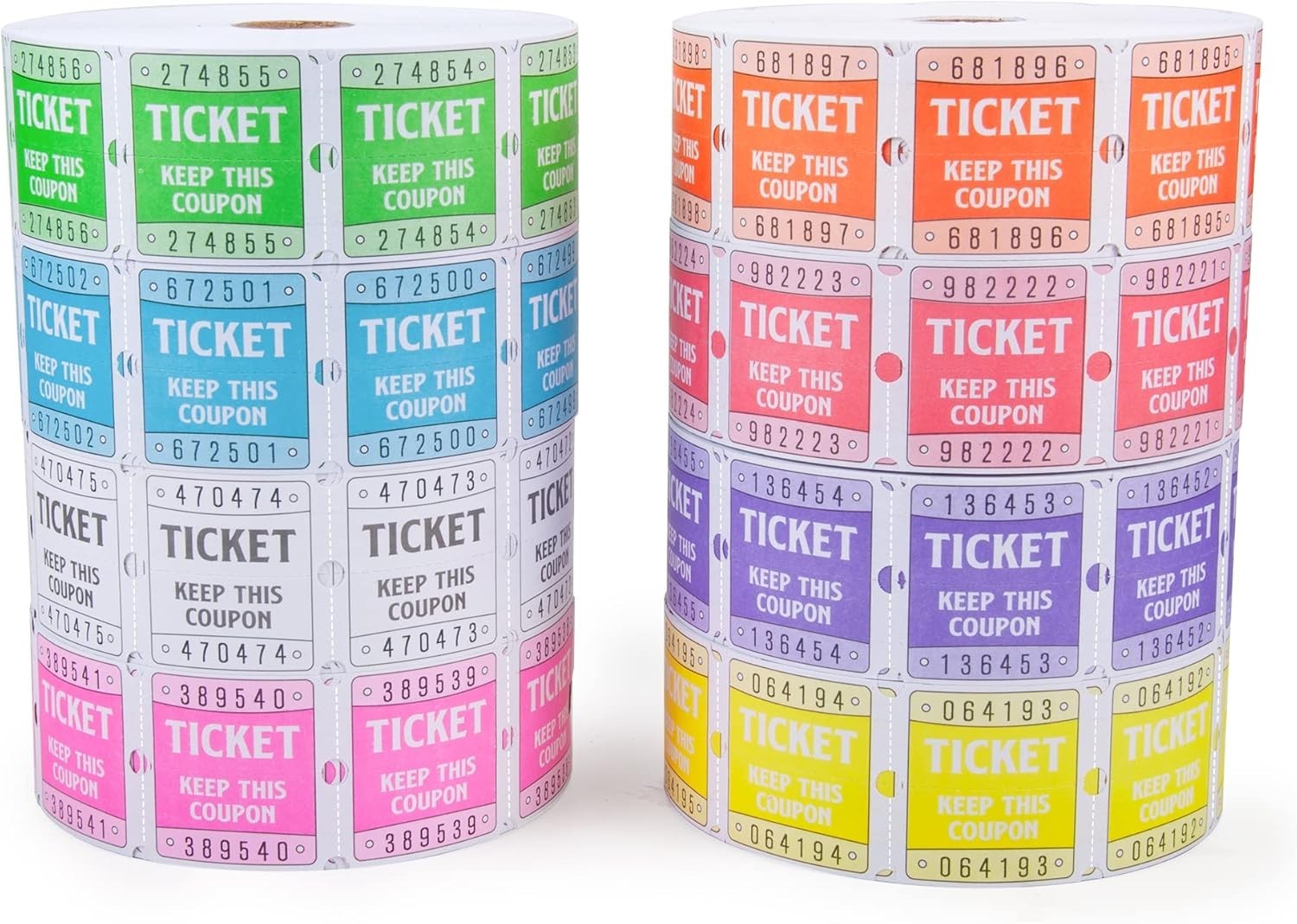 All-in-One Set of 16000 Colorful 50/50 Raffle Tickets for Events & Fundraisers