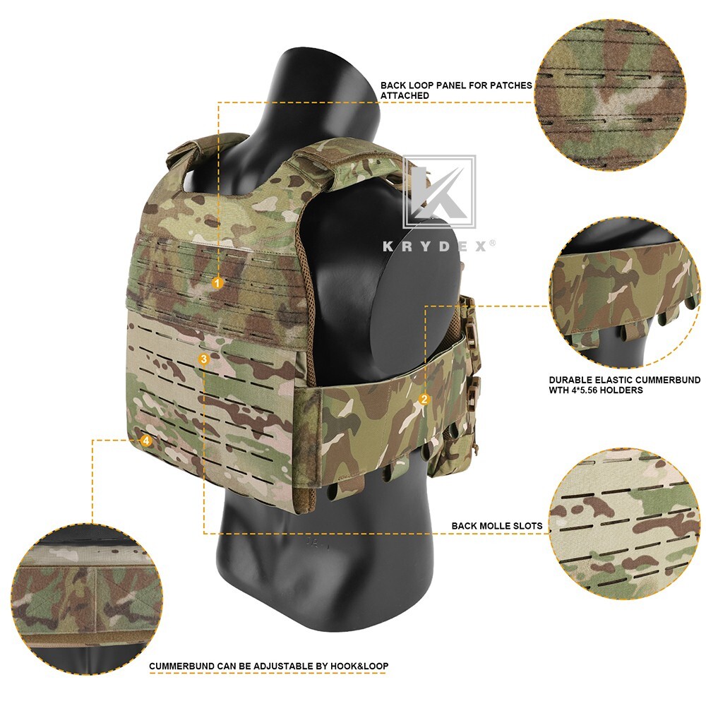 KRYDEX Low Vis Slick Molle Plate Carrier & Tactical Placard Holder & Drop Pouch