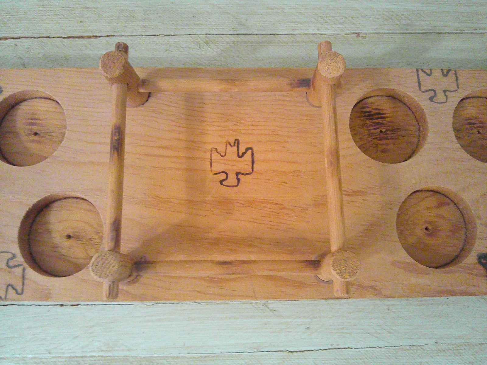 VINTAGE KNOX OIL ACEE FAMOUS OKLAHOMA INDIANS PITCHER/TUMBLER WOOD TRAY