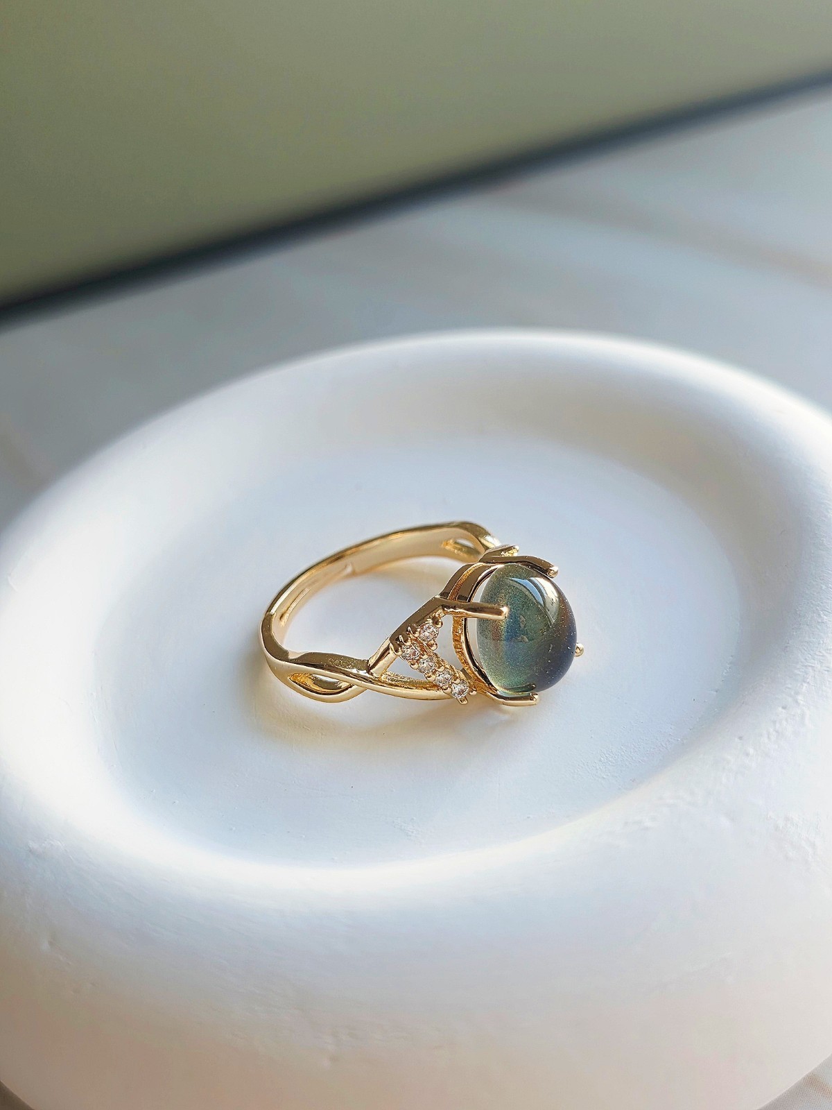 Gold Mood Ring Adjustable Color Change Thumb Rings For Women 14k