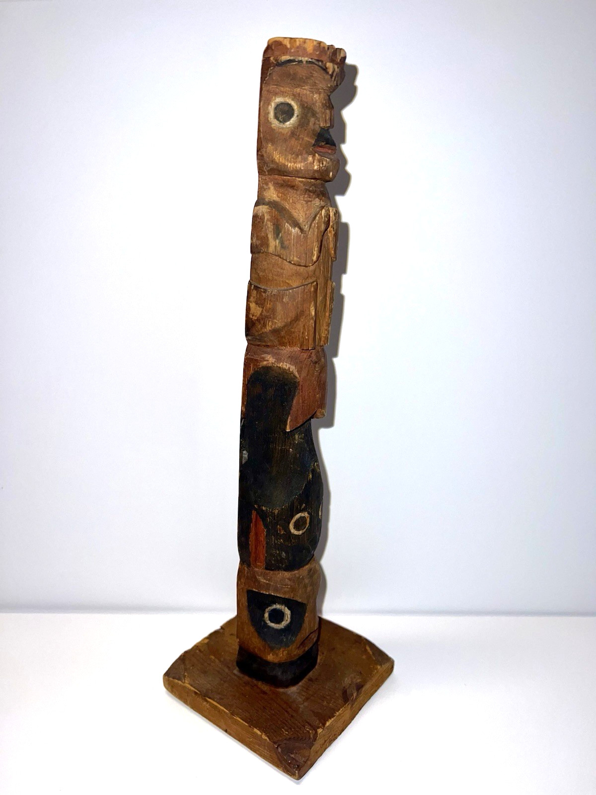 Native American Indian Pacific Northwest Coast Wood Cavred Totem; 13 1/2" Tall