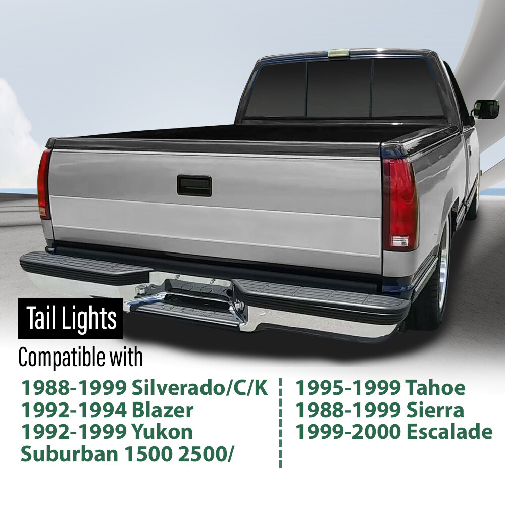 Fit For 88-99 Chevy Silverado GMC Sierra C/K Tail Lights Brake Lamps w/ Bulbs
