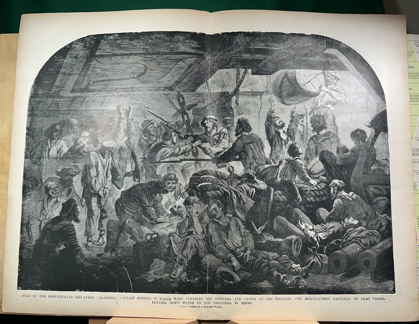 HOLD OF THE CONFEDERATE PRIVATEER “ALABAMA”..The Soldier in Our Civil War (1890)