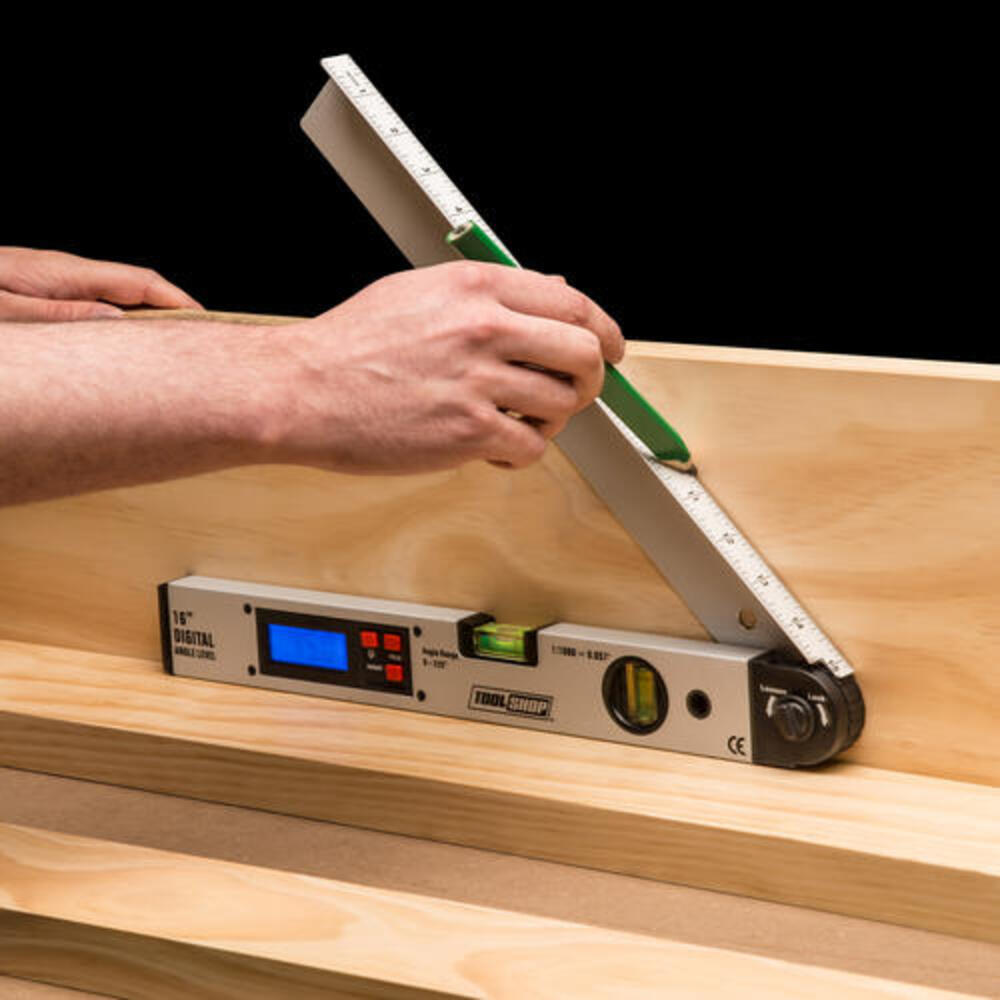 16" Aluminum Digital Protractor Angle Finder Level w/ LCD Display 0.1° Accuracy