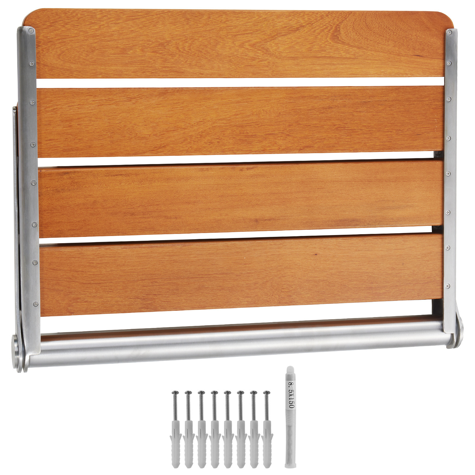 Folding Teak Shower Seat 20.9'' x 16'' Wall Mounted Shower Bench 500 lbs