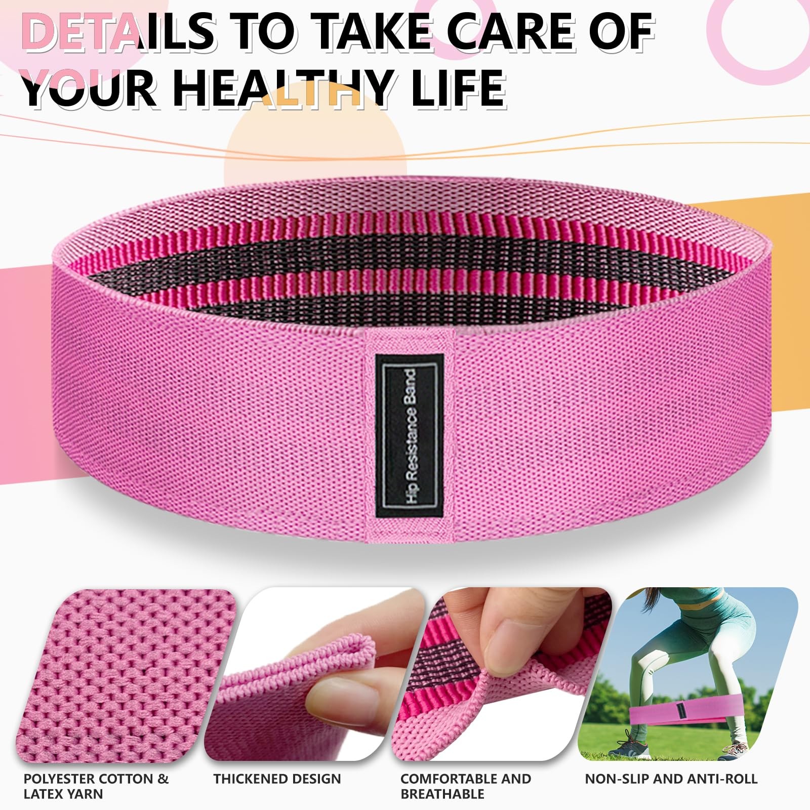 Exercise Bands, 3 Levels Fabric Resistance Bands for Working Out, Workout Ban...
