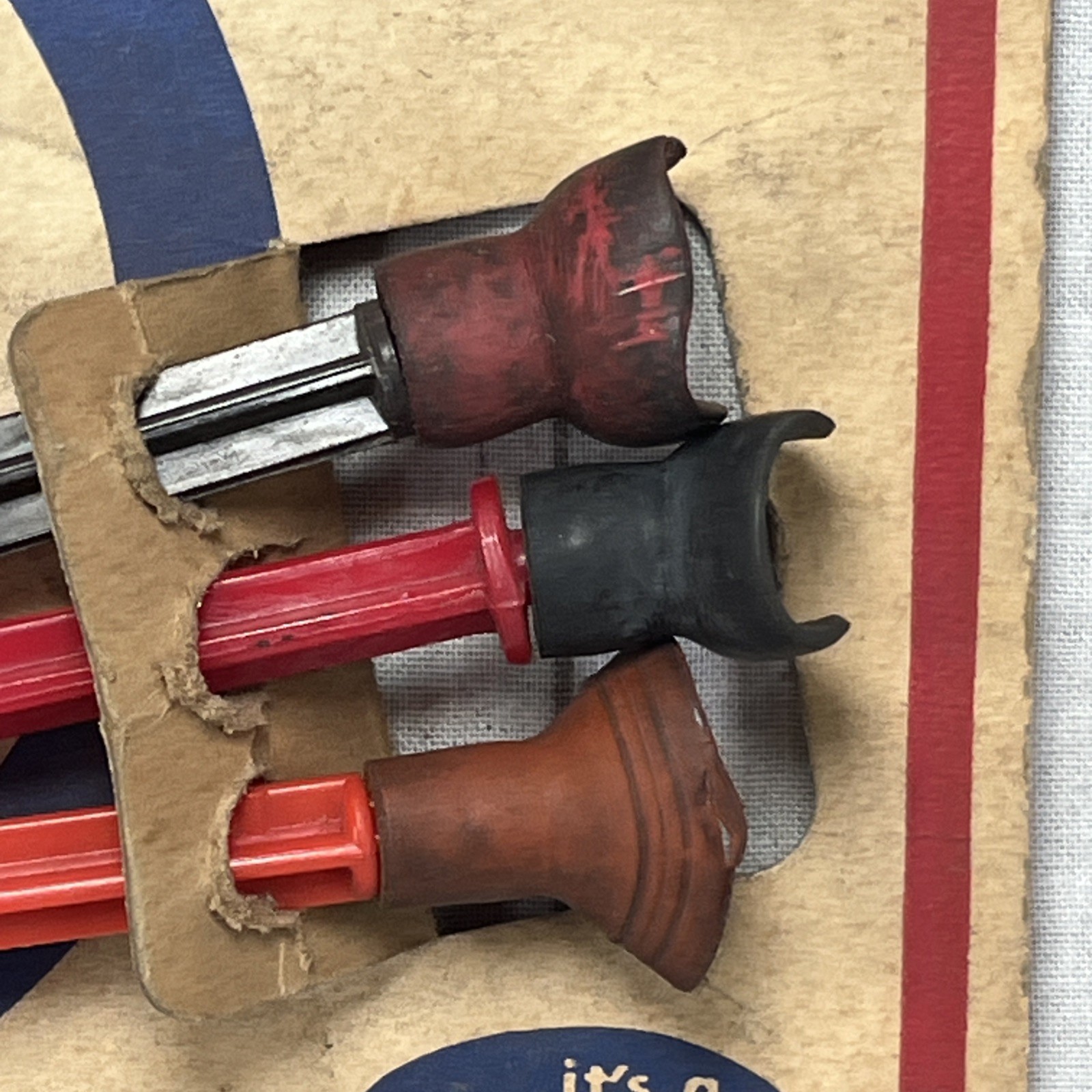 Vtg Wyandotte Toys USA Hard Plastic Red Toy Dart Gun, Darts And Packaging READ