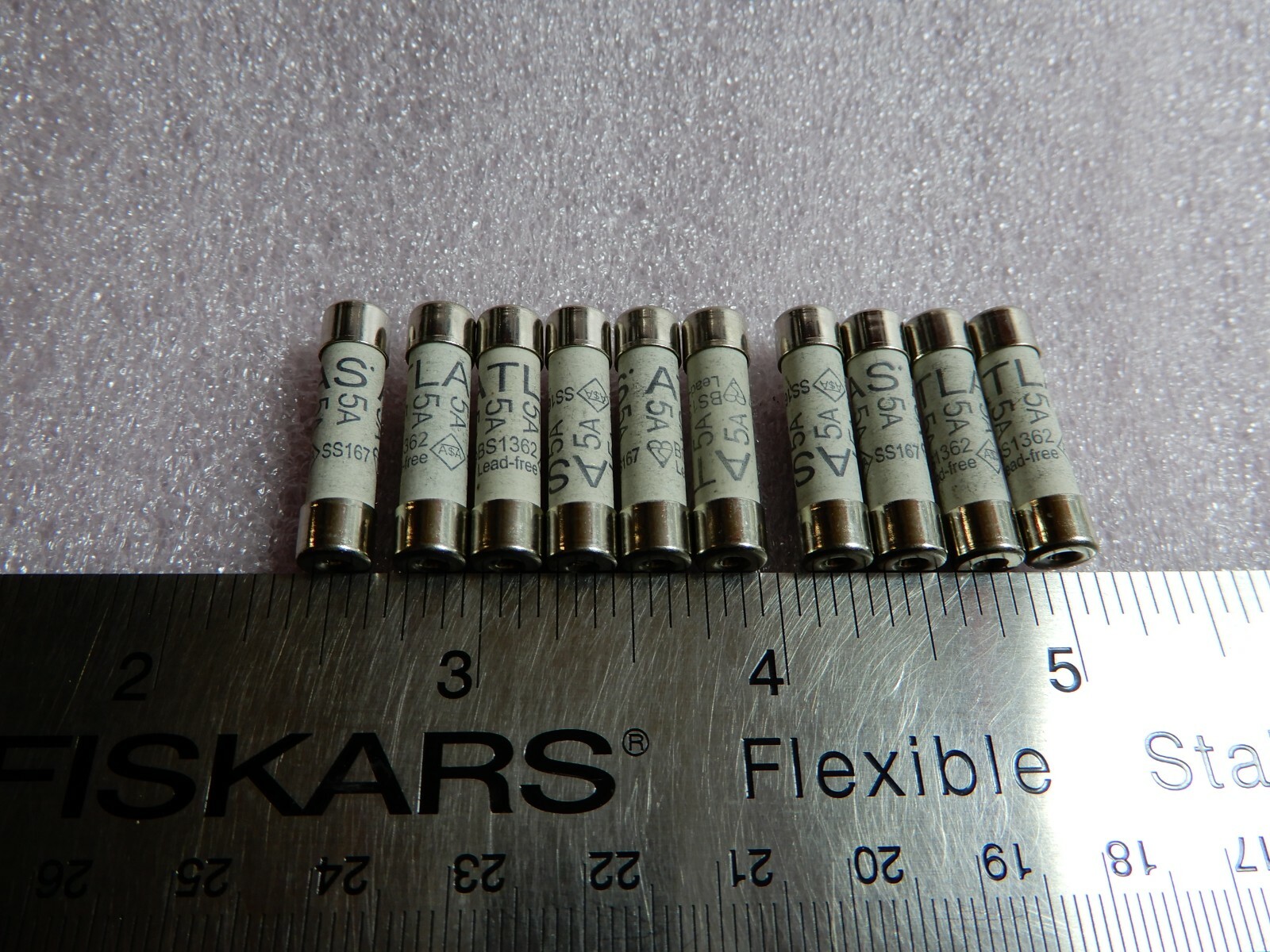 10 Pcs Atlas 6mm x 25mm 240V 5A BS1362 Ceramic Fuse