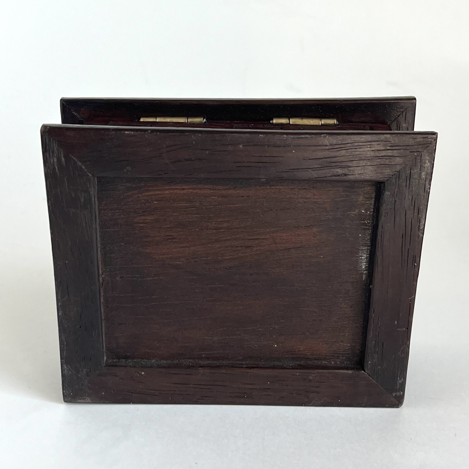 Engraved Wood Jewelry Trinket Box Peruvian Inca God of Creation With Mirror 5.5