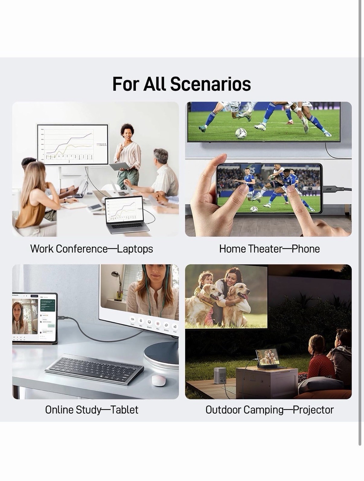 Acer USB C to Displayport Cable 6.6 FT (4K@60HZ 2K@165Hz), Type-C to Displayport