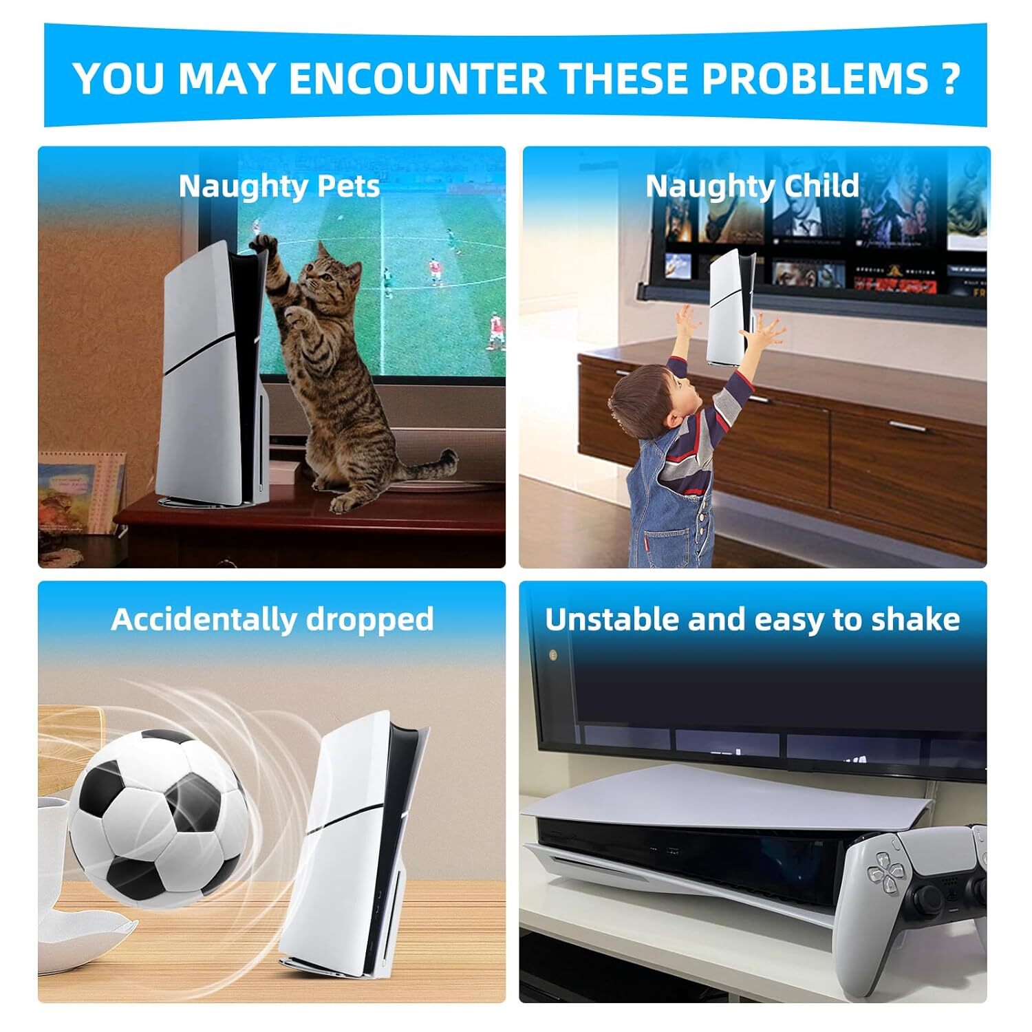 2pcs PlayStation 5 Slim Horizontal Feet Placement Bracket Holder for PS5 Console