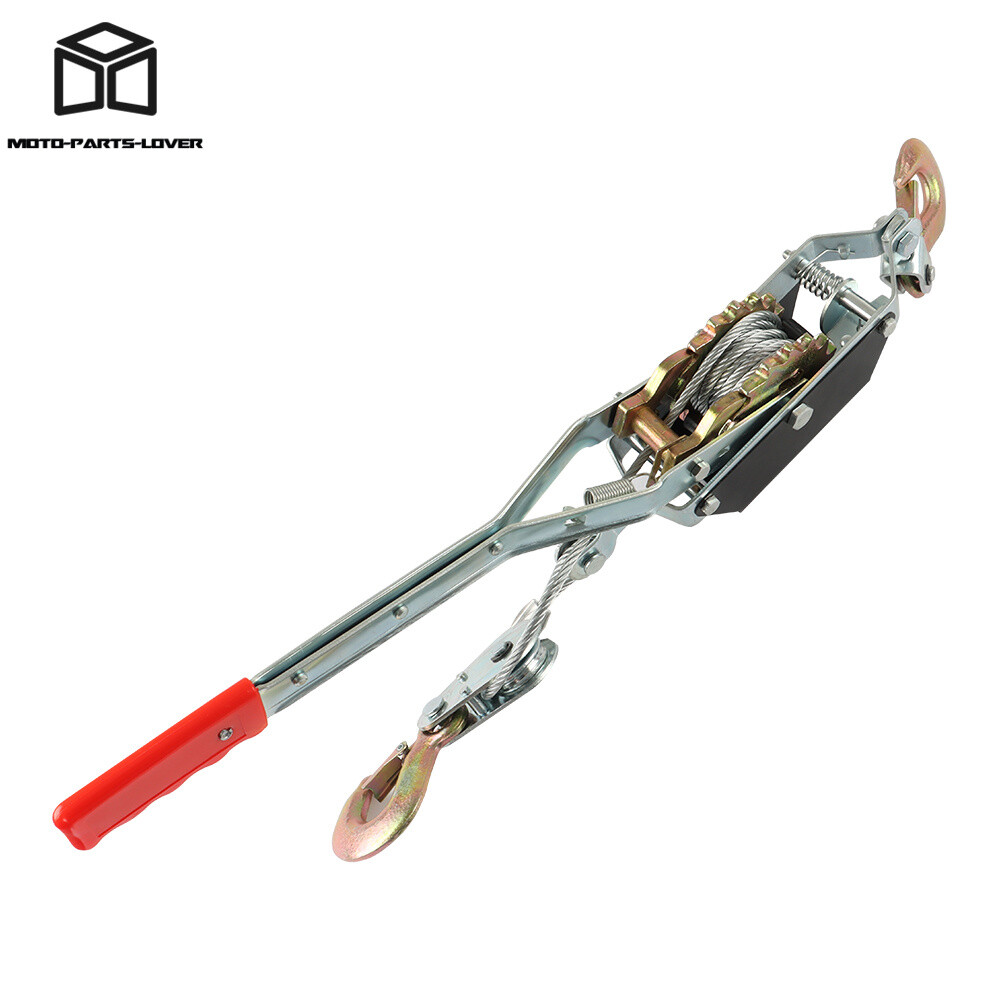 Come Along 2 Ton Winch Ratchet Dual Gear Power Puller w/2 Hooks Steel Cable