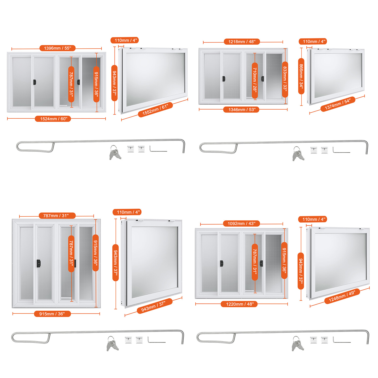 VEVOR 60x36/36x36/53x33/36x48in Concession Stand Serving Window Service Awning