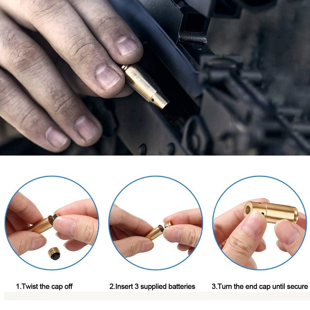 Laser Bore Sight Sighter BoreSighter Red Dot Laser Cartridge Battery Included US